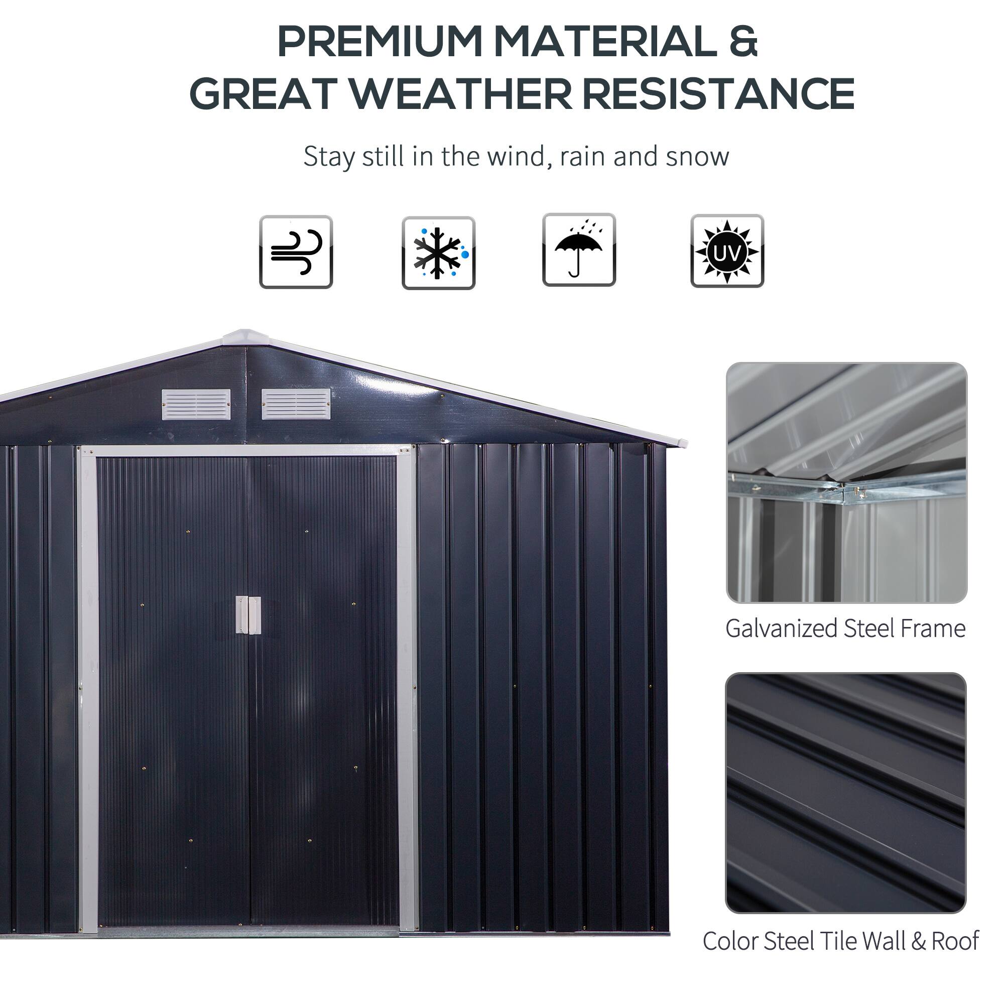 PREMIUM MATERIAL & GREAT WEATHER RESISTANCE
Stay still in the wind, rain and snow
Galvanized Steel Frame
Color Steel Tile Wall & Roof
UV