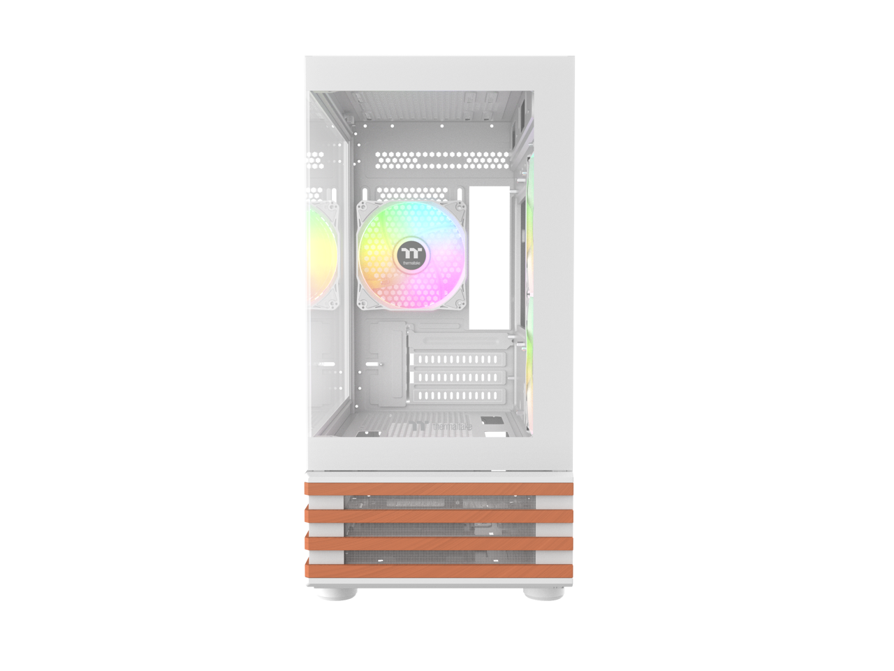 Alt View 4. Thermaltake - Thermaltake View 170 WS ARGB Chassis; Wood Trim; 3x ARGB Fans; 280mm Rad; 340mm GPU; mATX/mITX; Snow - Snow.