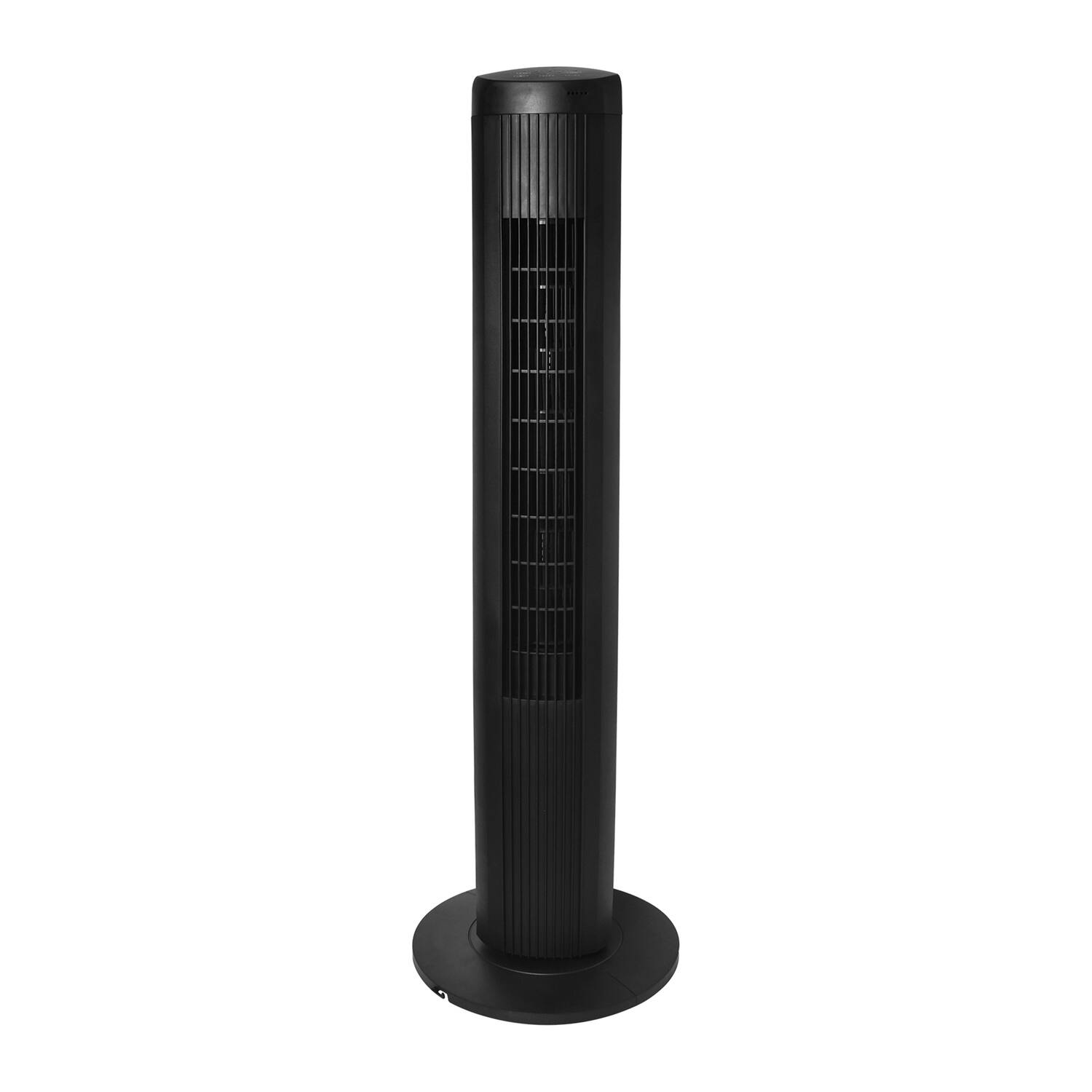 Angle. Seasons Comfort - 40" Oscillating Tower Fan, Remote, Model FTW40B - Black.