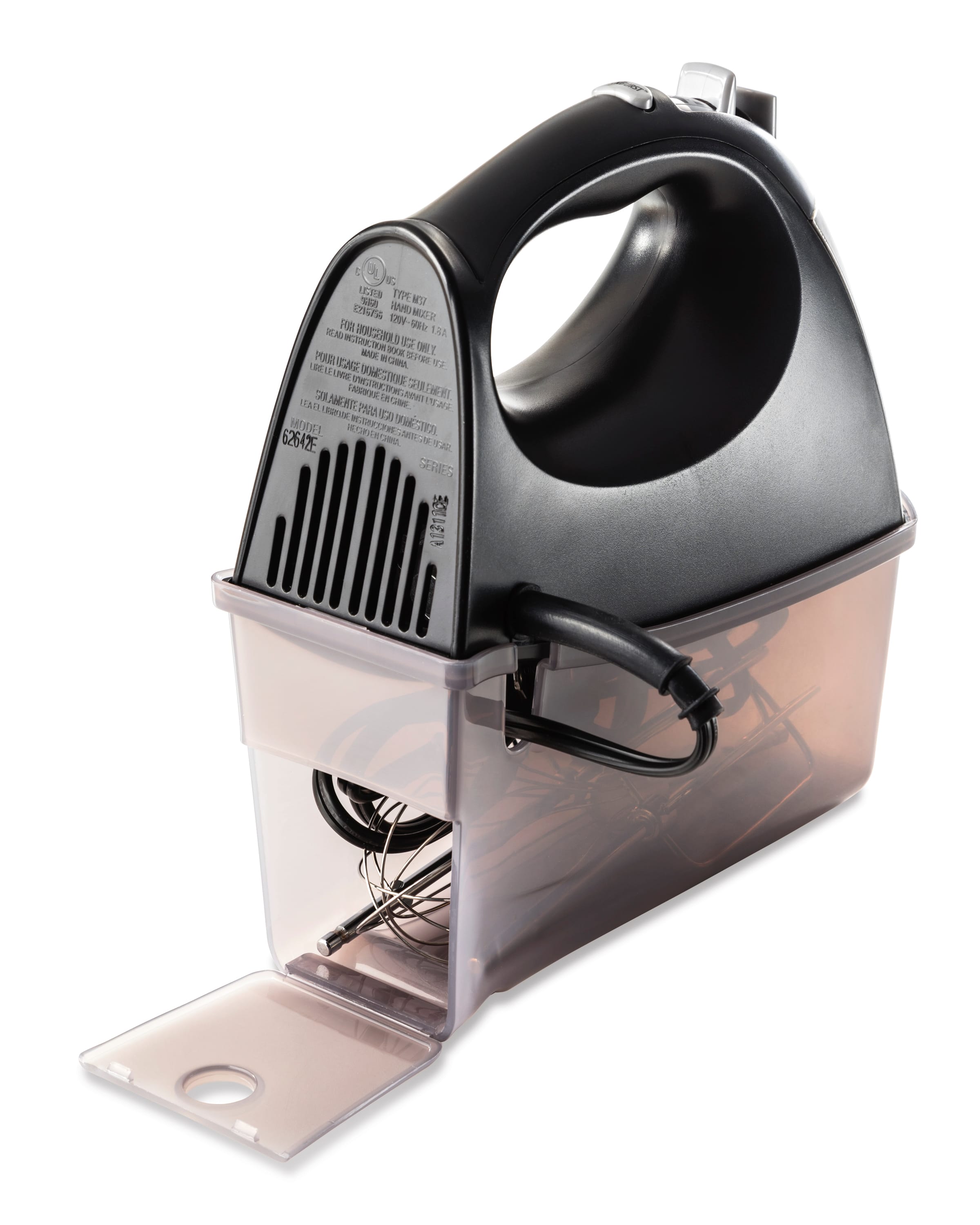 Angle. Hamilton Beach - 6 Speed Hand Mixer with Snap-On Case - black.