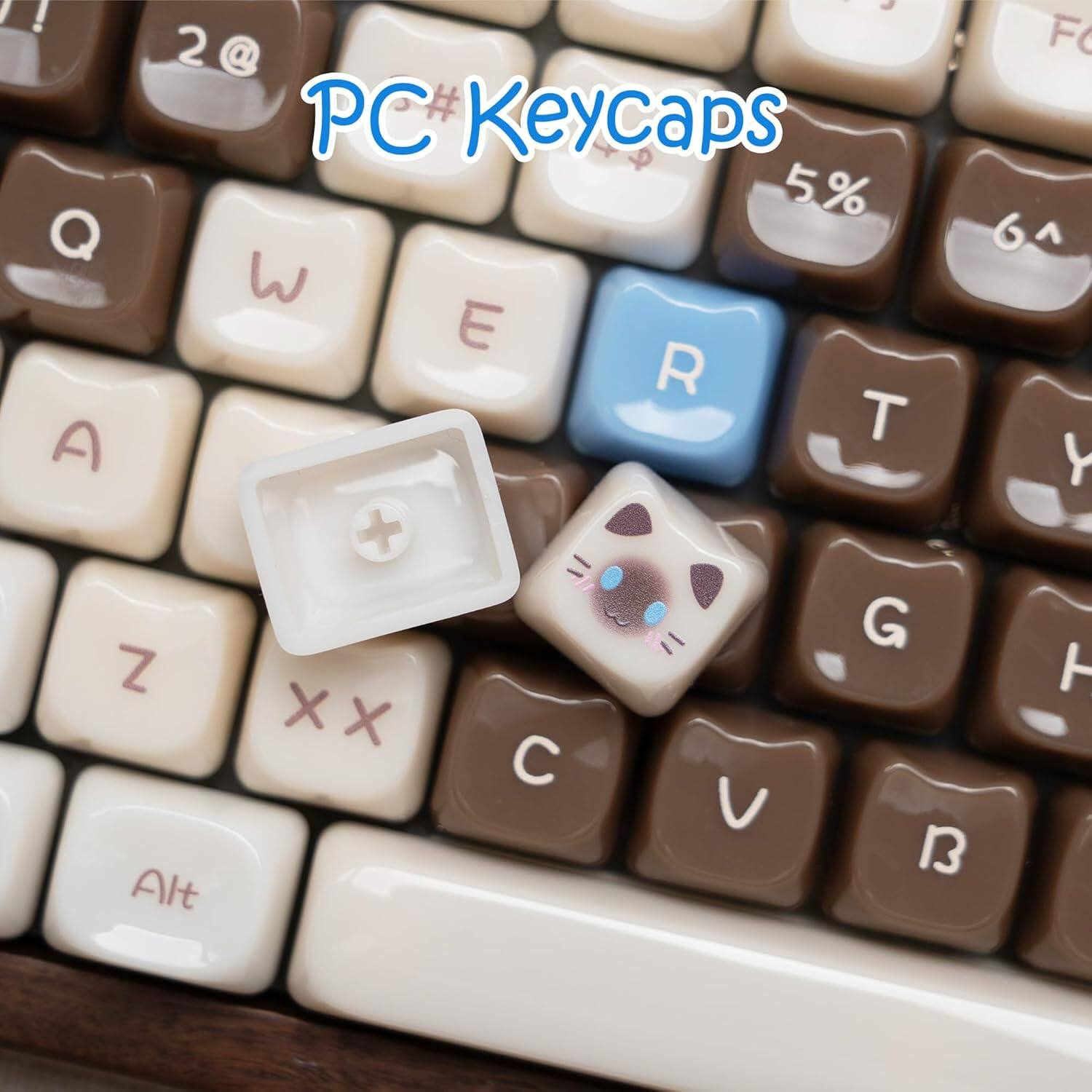 Womier Jelly Jade Keycaps, Translucent Cute Ragdoll Cat Mao