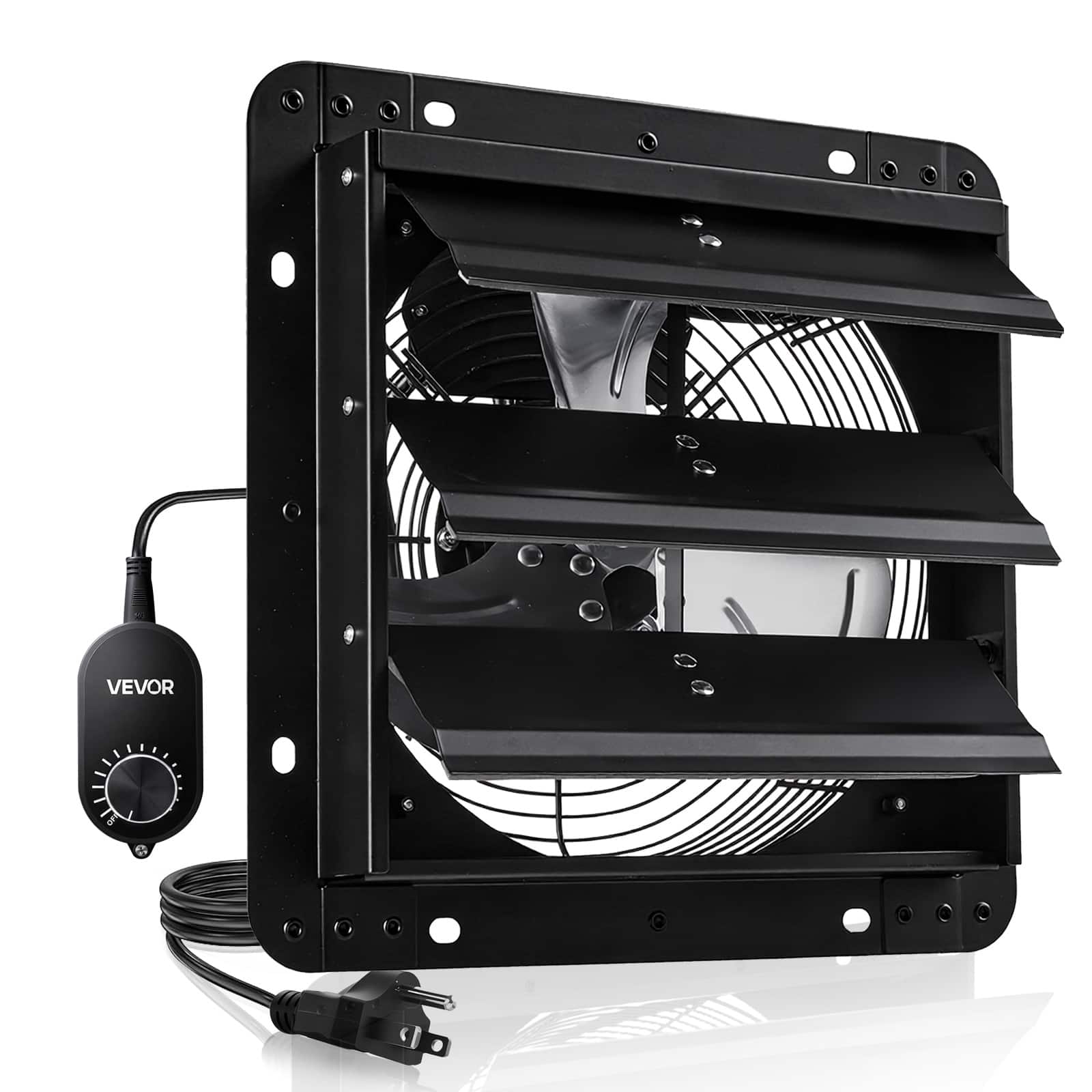 VEVOR - 10 inch Shutter Exhaust Fan, Wall Mounted Attic Vent Fan with Variable Speed Controller, 900 CFM, AC Motor - Black