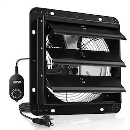 VEVOR - 10 inch Shutter Exhaust Fan, Wall Mounted Attic Vent Fan with Variable Speed Controller, 900 CFM, AC Motor - Black