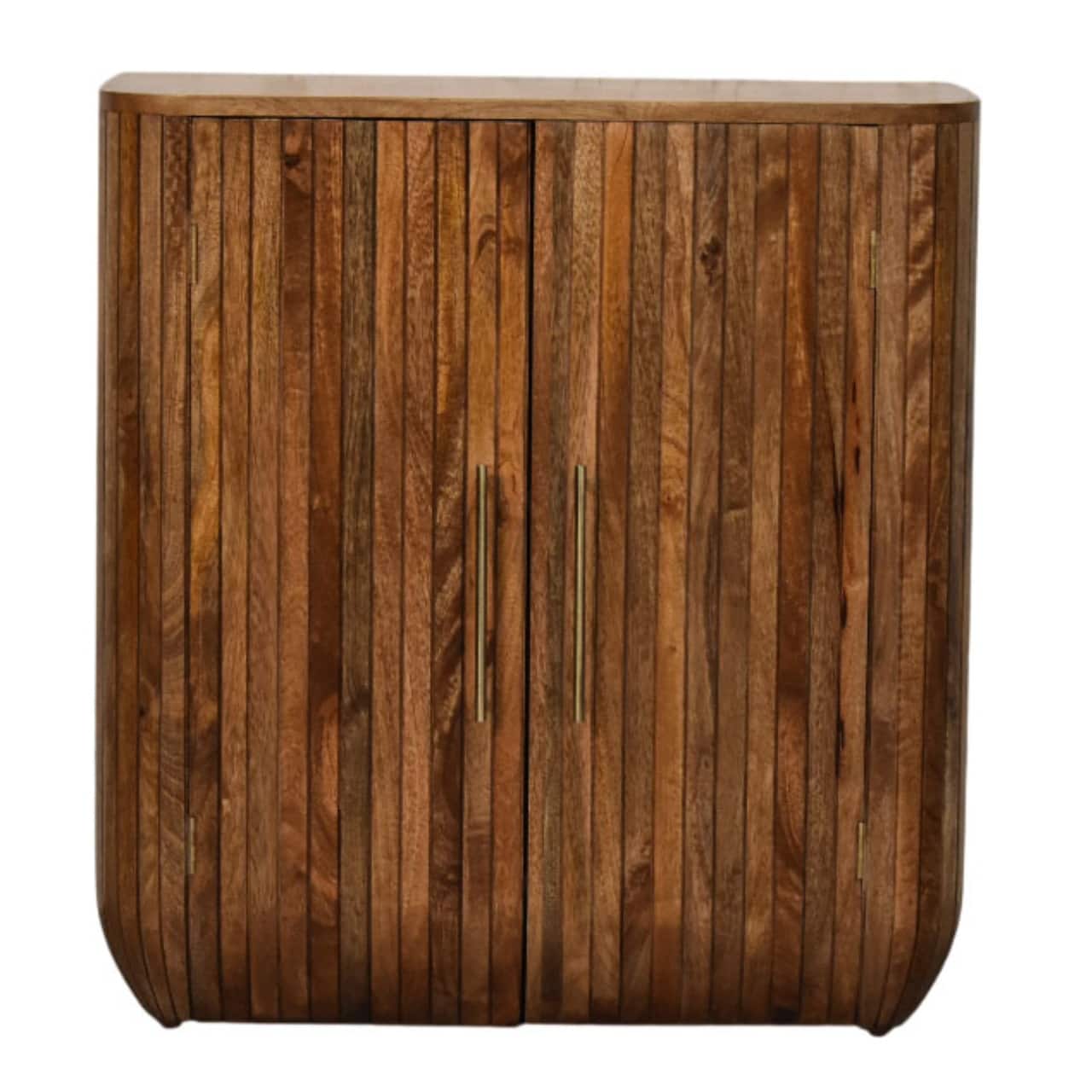 Artisan Furniture - Artisan Furniture, Fluted Curve Cabinet, With 2 Metal Sleek Handle, Ample interior space - Brown