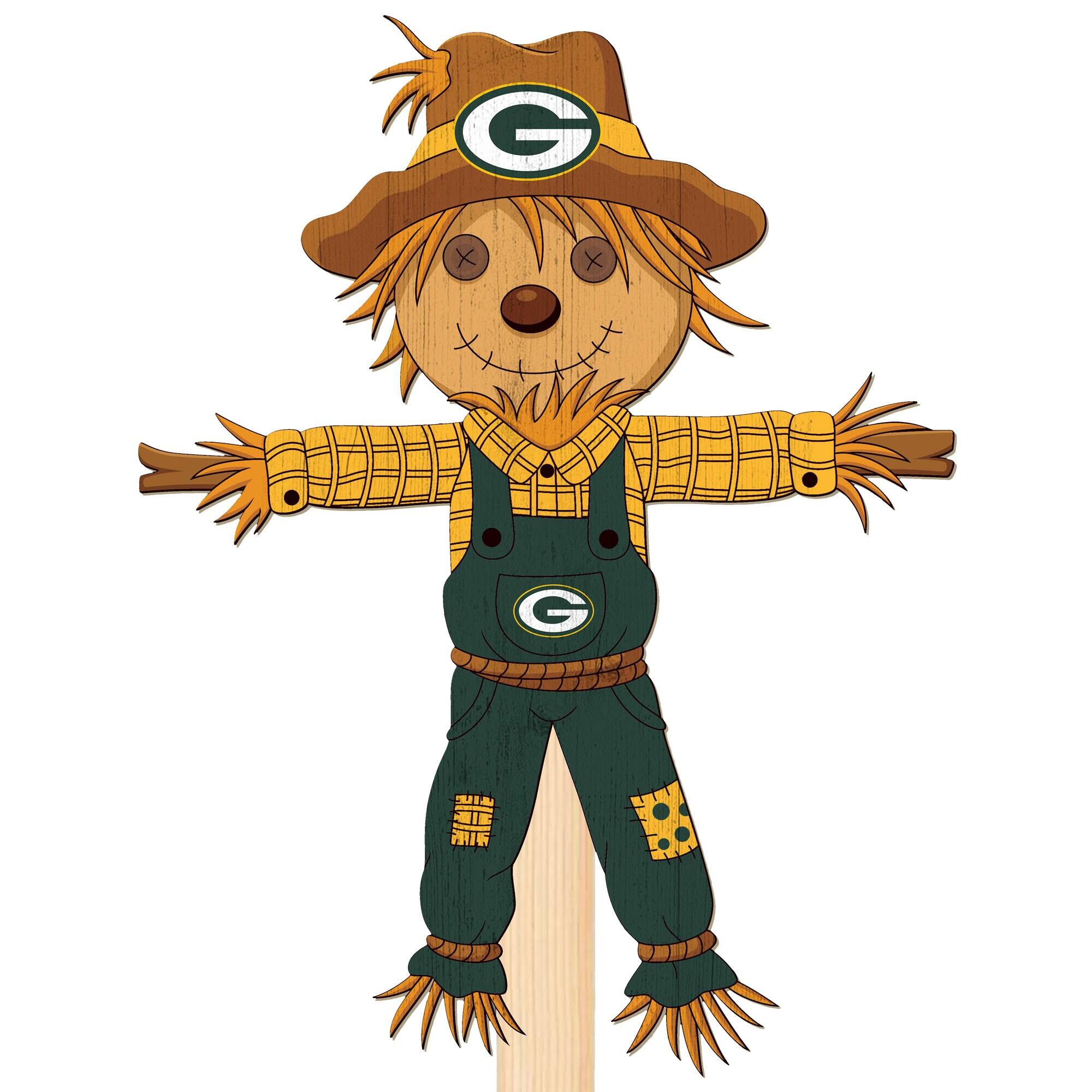 Front. Fan Creations - Green Bay Packers 12" Scarecrow Yard Stake - Multicolor.