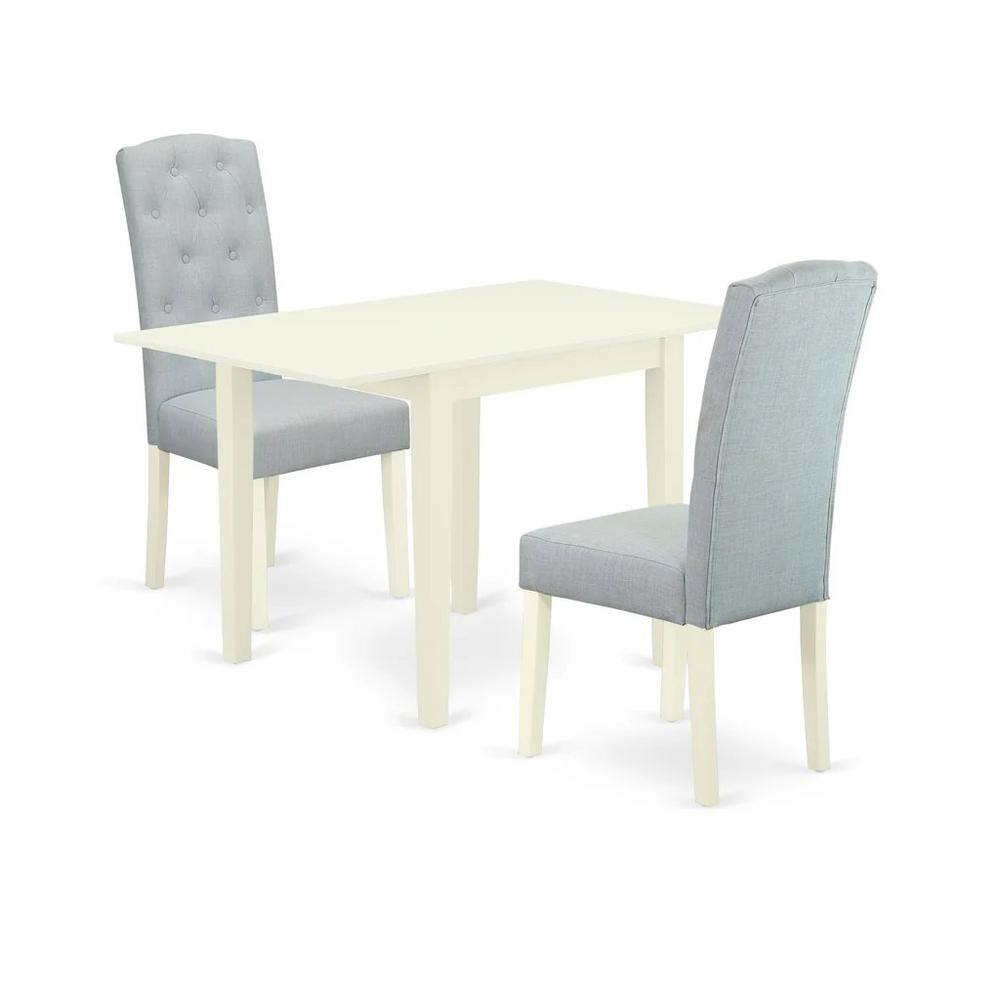 Angle. East West Furniture - East West Furniture 3-Piece Dining Room Table Set-A Dining Table and 2Linen FabricKitchen Chairs with Button Tufted - Multi-Color.