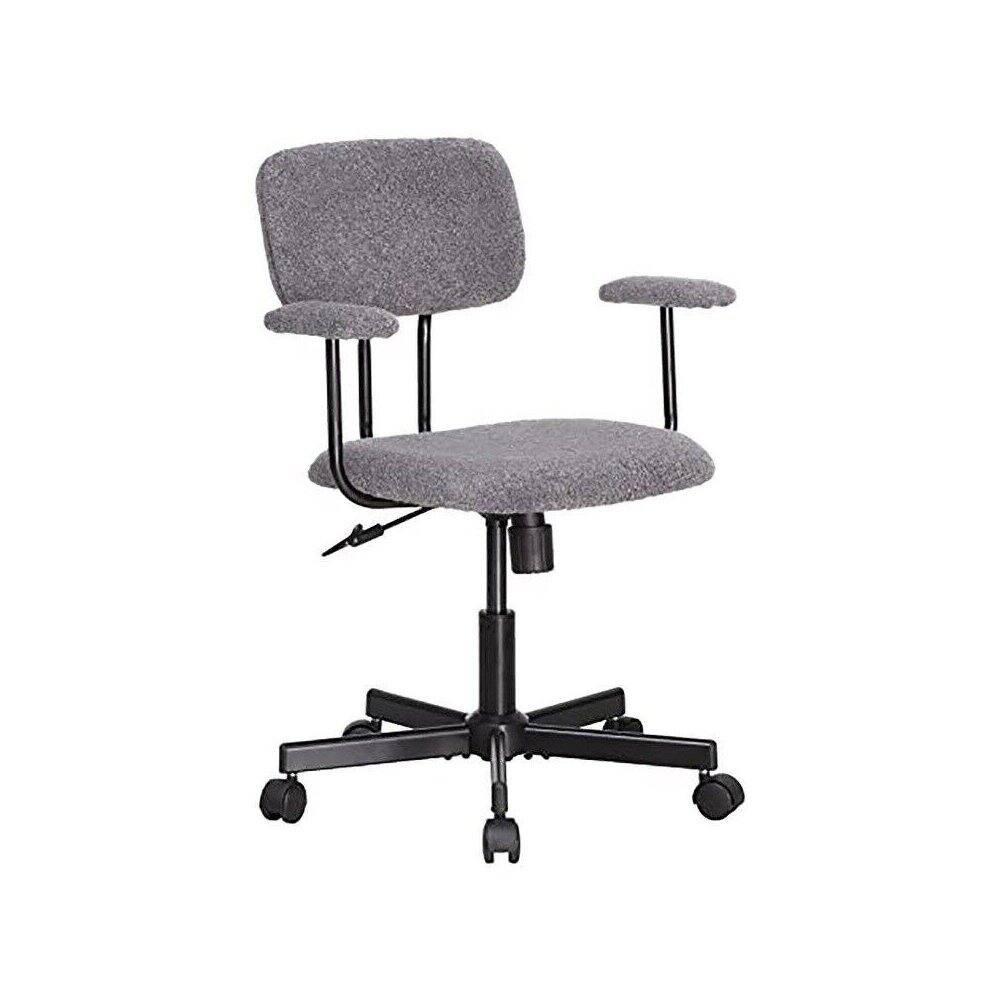 Back. JJS - Low Back Velvet Office Computer Chair With Armrest - Grey.