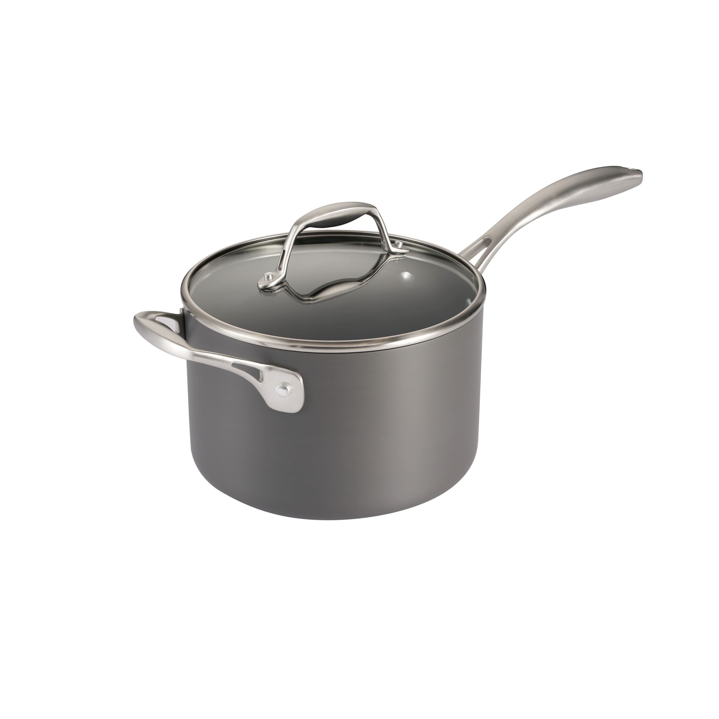 Angle. Tramontina - 4Qt Covered Sauce Pan - Gray.
