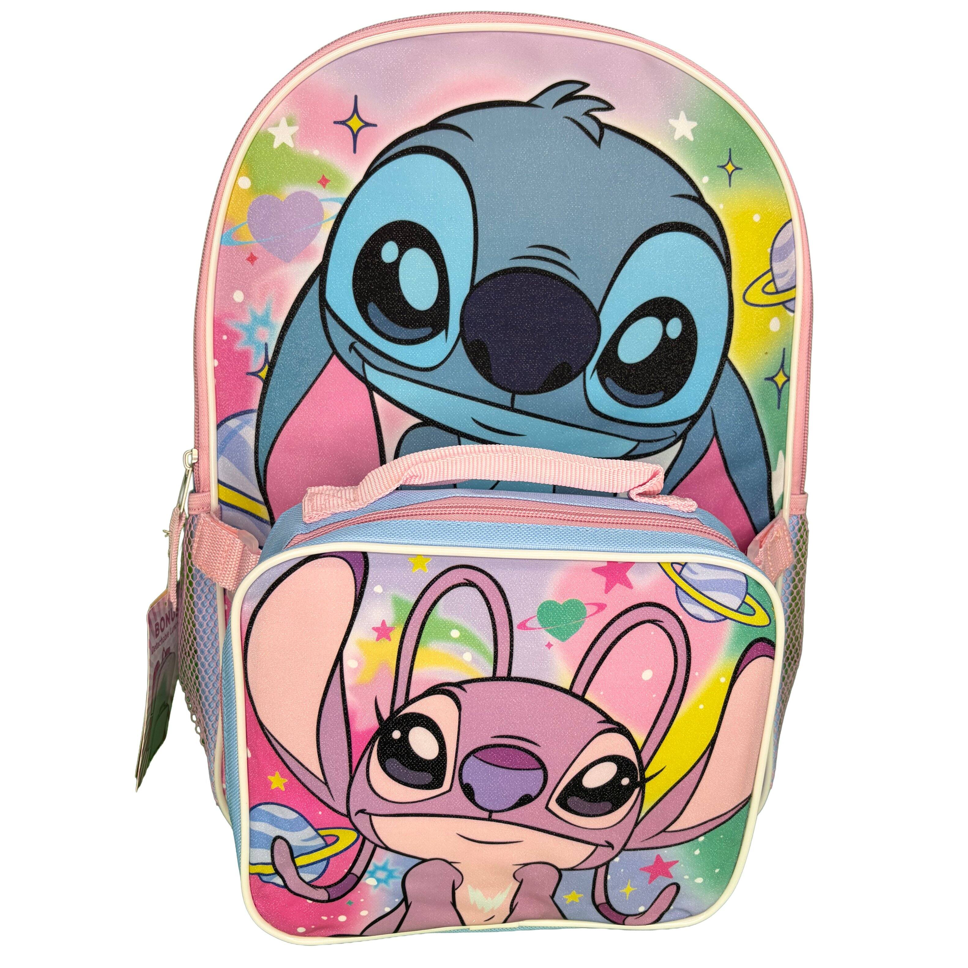 Alt View 1. Disney - Disney Stitch and Angel 16" Shoulder Backpack for School with Rectangular Lunch Bag, For Girls - Assorted Pre-Pack.