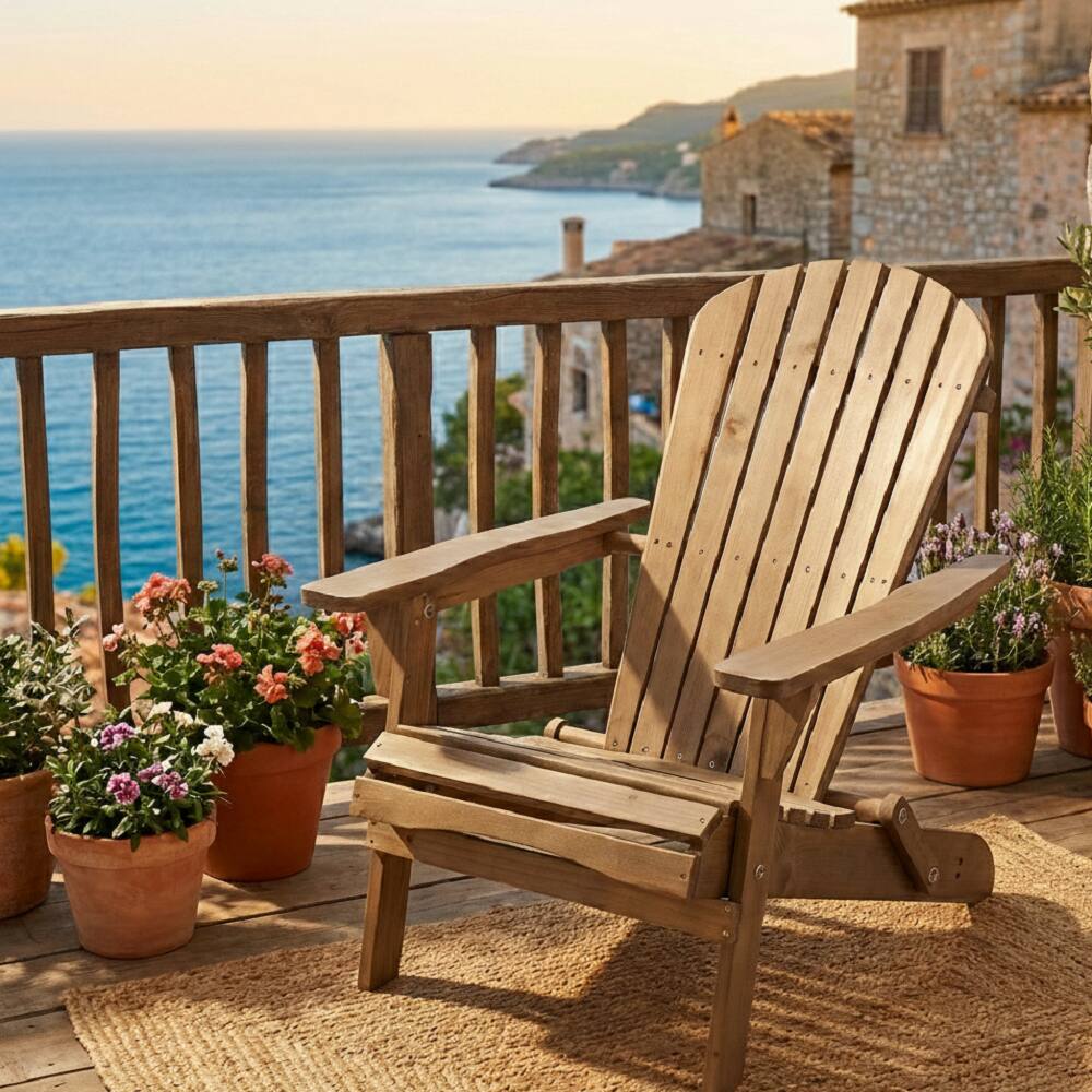 Left. Jiallo - Grand Collection Folding Large Size Adirondack Chair Pine Wood, Walnut - Walnut.