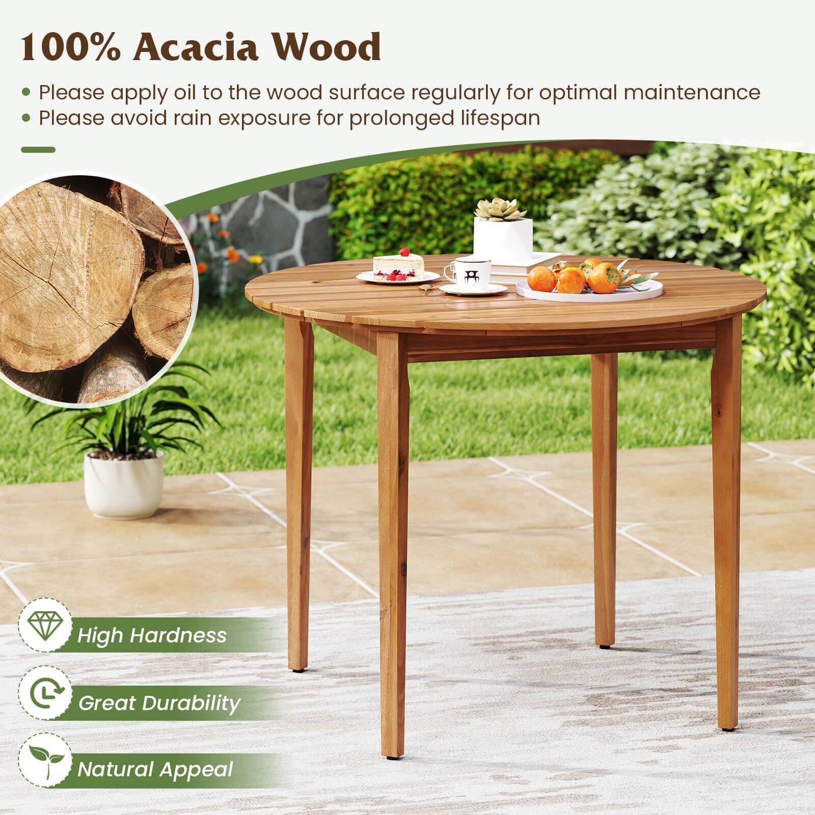100% Acacia Wood
Please apply oil to the wood surface regularly for optimal maintenance
Please avoid rain exposure for prolonged lifespan
High Hardness
Great Durability
Natural Appeal