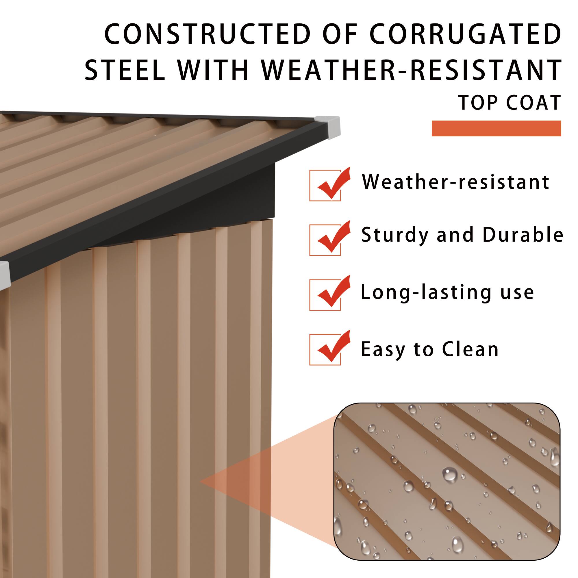 CONSTRUCTED OF CORRUGATED STEEL WITH WEATHER-RESISTANT TOP COAT

- Weather-resistant
- Sturdy and Durable
- Long-lasting use
- Easy to Clean
