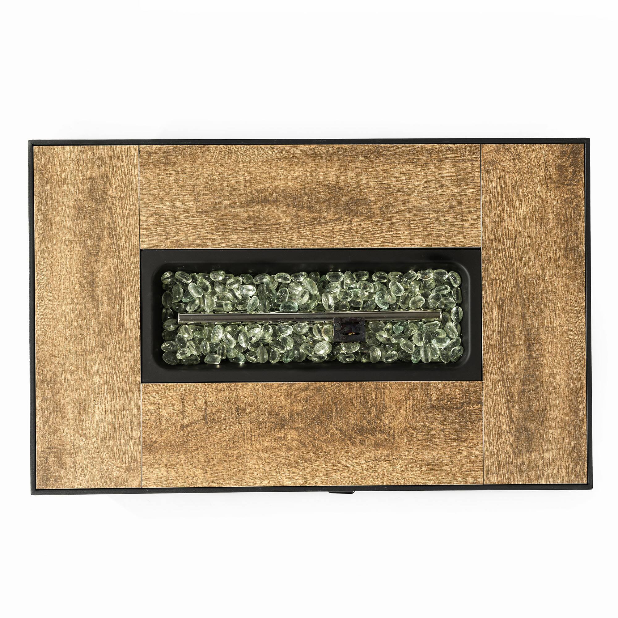 Angle. Lirago - 32" Dark Gray Outdoor Fire Pit Table with Wicker Base 50000 BTU Propane Fire Pit Table Top Fire Pit Includes Tank - Gray.