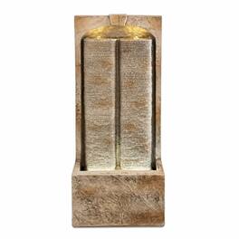 RYHNUYNE - 39" Outdoor Water Fountain with Pump – Modern Cascading Freestanding Wall Water Feature