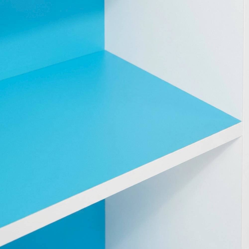 Alt View 1. FurniFact - Light Blue 2-Tier Open Shelf Bookcase with Wooden Construction - Light Blue/White.
