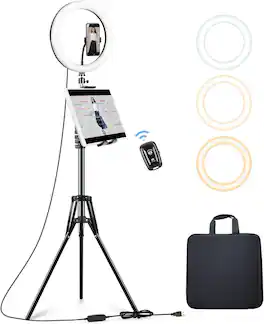 Schertz - 12" Ring Light with 72" Tripod & iPad/Phone Holder, Dimmable LED for Video, Makeup, Streaming & YouTube