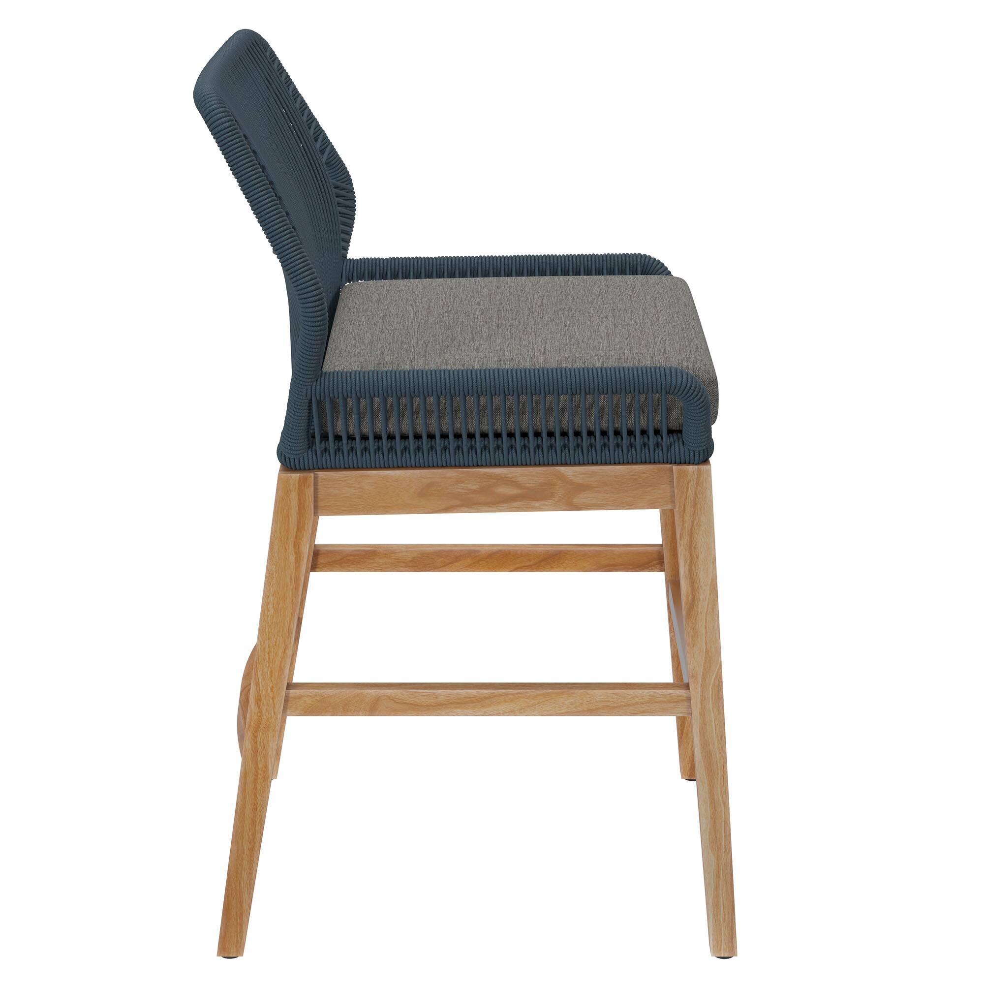 Alt View 2. Modway - Wellspring Outdoor Patio Teak and Rope Counter Stool by Modway - Blue Graphite.
