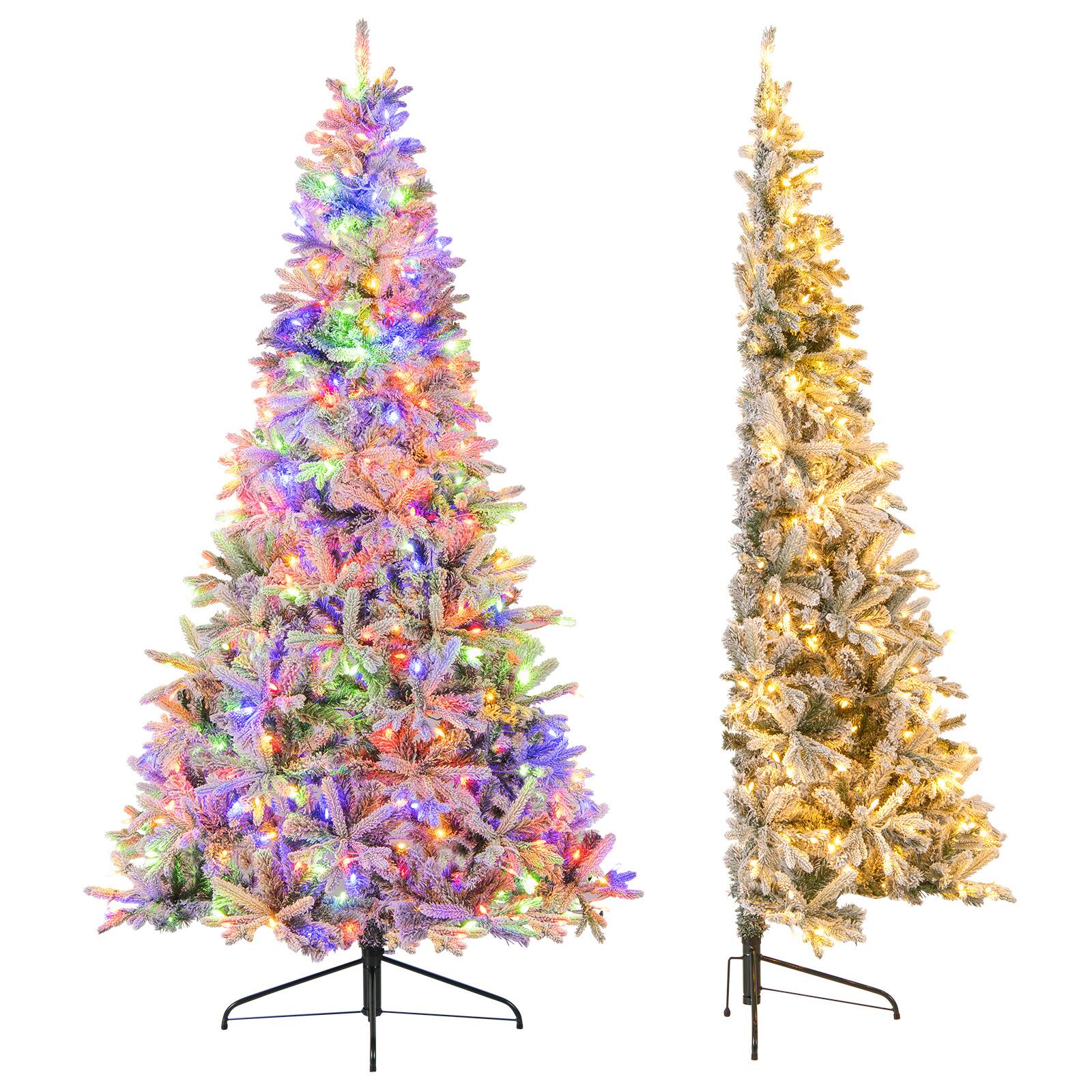 Costway - 7 FT Half Artificial Pre-Lit Xmas Christmas Tree with 852 Branch Tips & 240 LED Lights 9 Modes - White,Green price history on PriceWatchPro