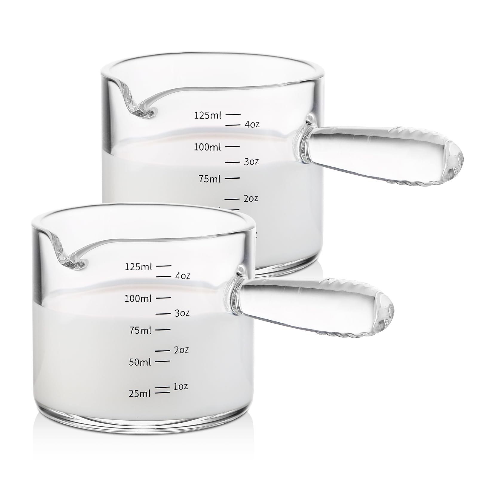 Dapper Styles Espresso Glass Cups With Handle And Dual scale V shaped ...