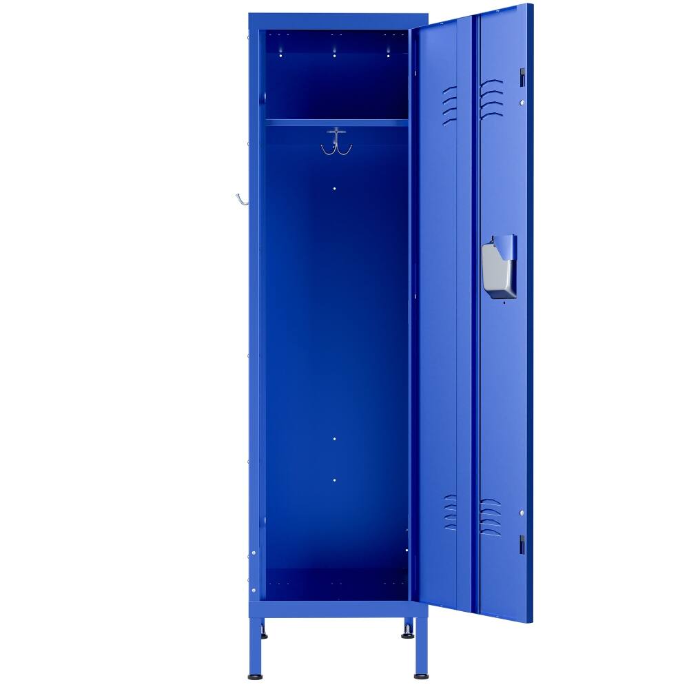 Alt View 10. Loheer - Loheer Tall Metal Wardrobe Cabinet, Lockable Steel Clothing Locker for Bedroom and Home Office, Matte Blue - Matte Blue.