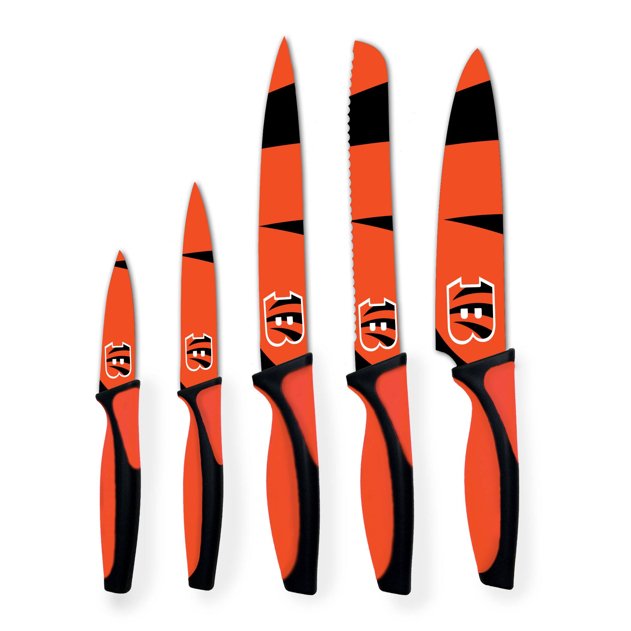 Alt View 1. Woodrow - Cincinnati Bengals 5-Piece Stainless Steel Cutlery Knife Set - Multicolor.