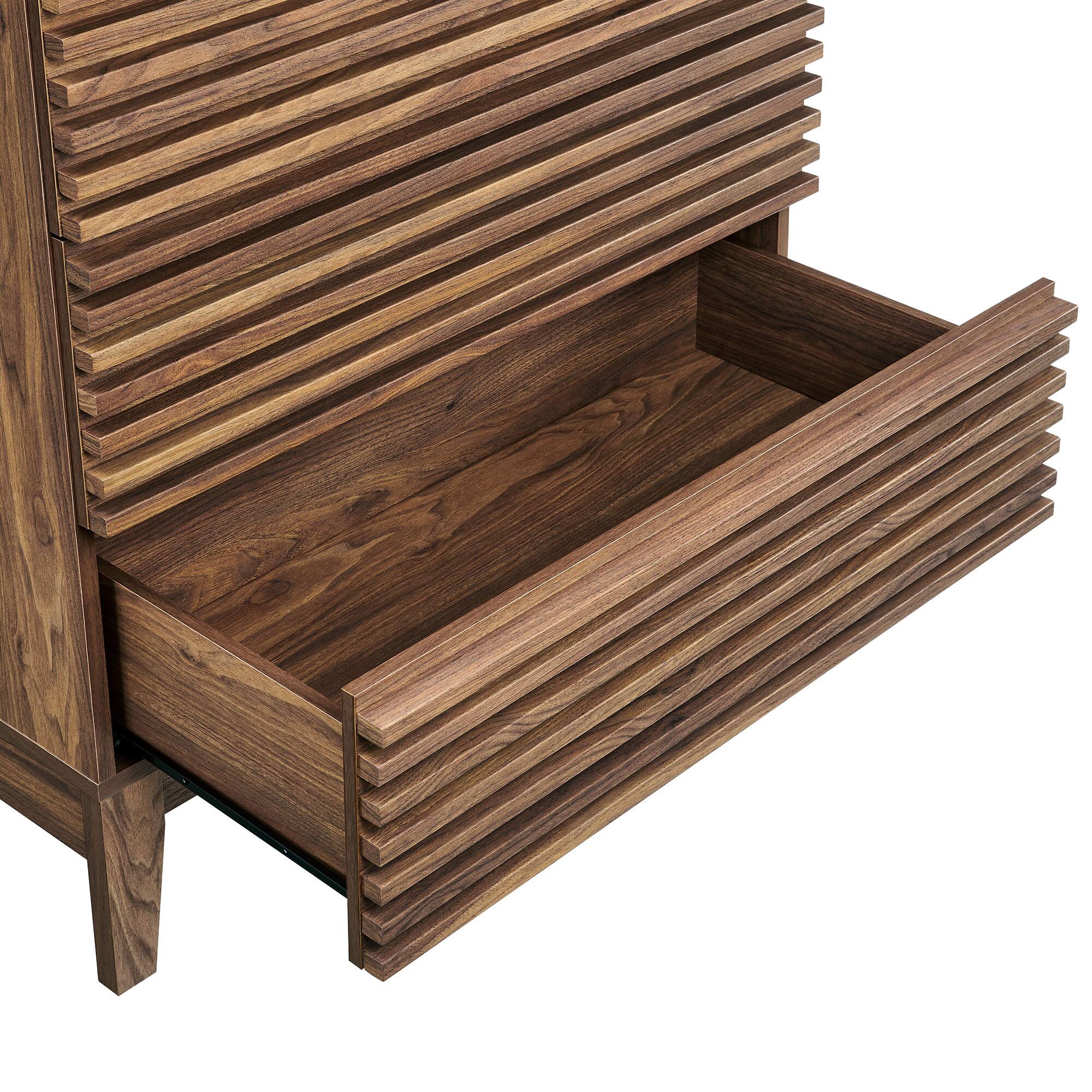 Alt View 5. Modway - Render Large 3-Drawer Nightstand by Modway - Walnut.