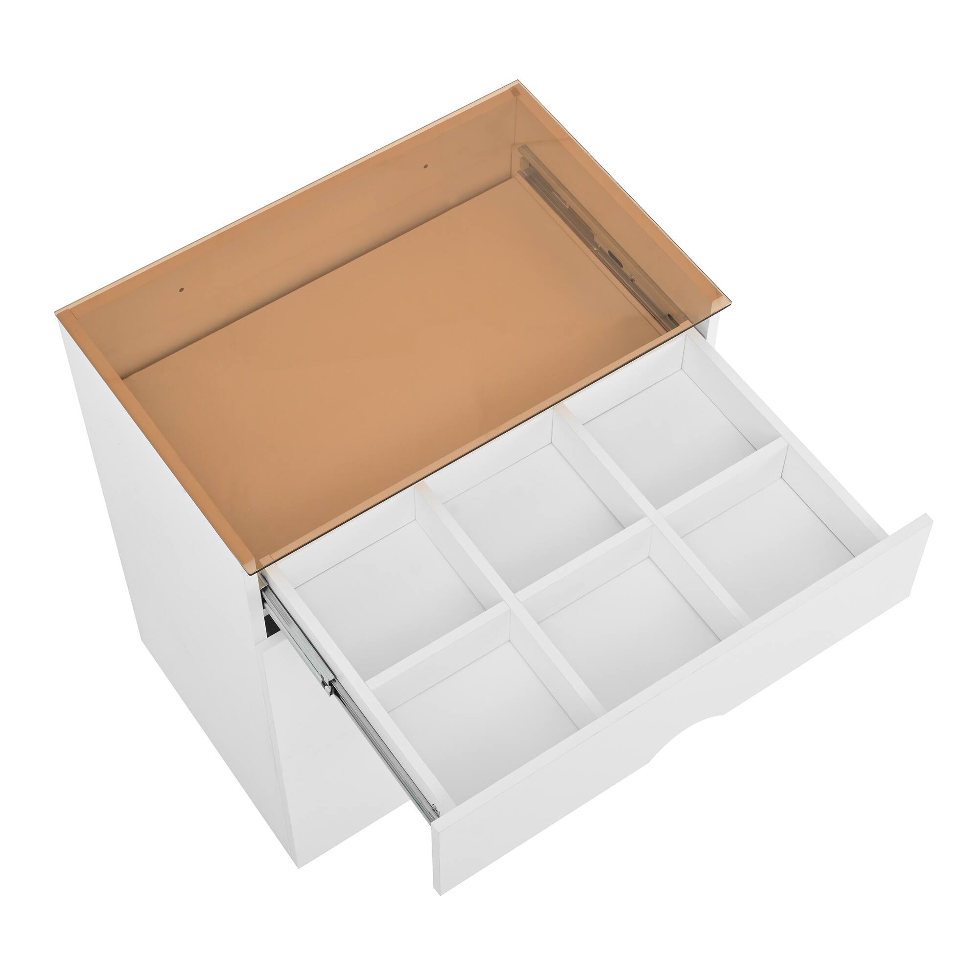 Alt View 4. Bestier - 3-Drawer Nightstand with LED Light, Bedside Table with Glass Top Jewelry Storage for Bedroom Livingroom Cloakroom - White.