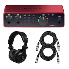 Focusrite Scarlett 2i2
1. 2 Select
2. 4V
3. Inst Output + Direct
4. I Auto Safe Air