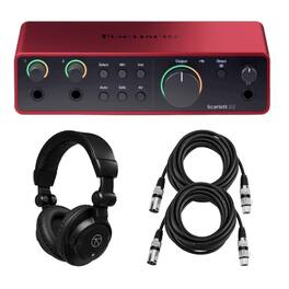 Focusrite - Scarlett 2i2 4th Gen 2x2 USB Audio Interface Bundle with Headphones and 2 XLR Cables, For PC & MAC, Great