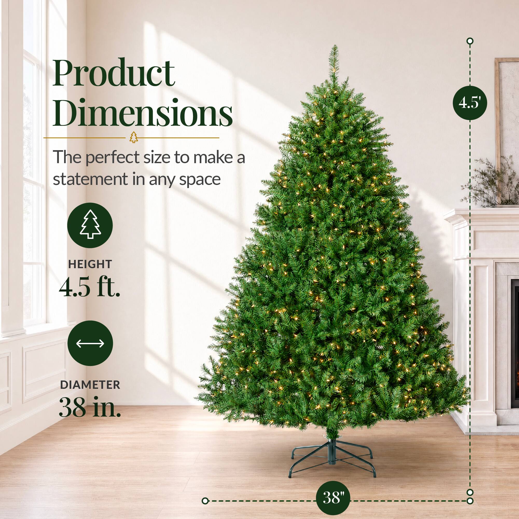Product Dimensions

The perfect size to make a statement in any space

HEIGHT 4.5 ft.

DIAMETER 38 in.