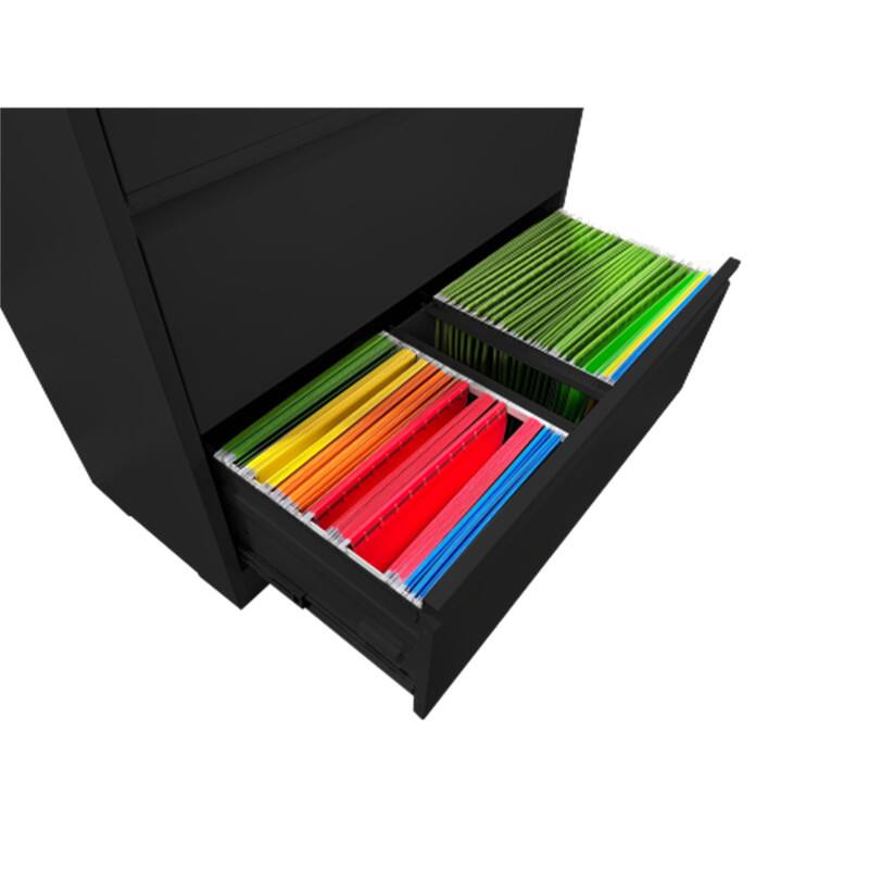 Alt View 4. HTUTWOO - 4 Drawer Lateral File Cabinet – Heavy Duty Metal Filing Cabinet, 35.4" Locking Vertical Storage with Anti-Tip Interlock - Black.