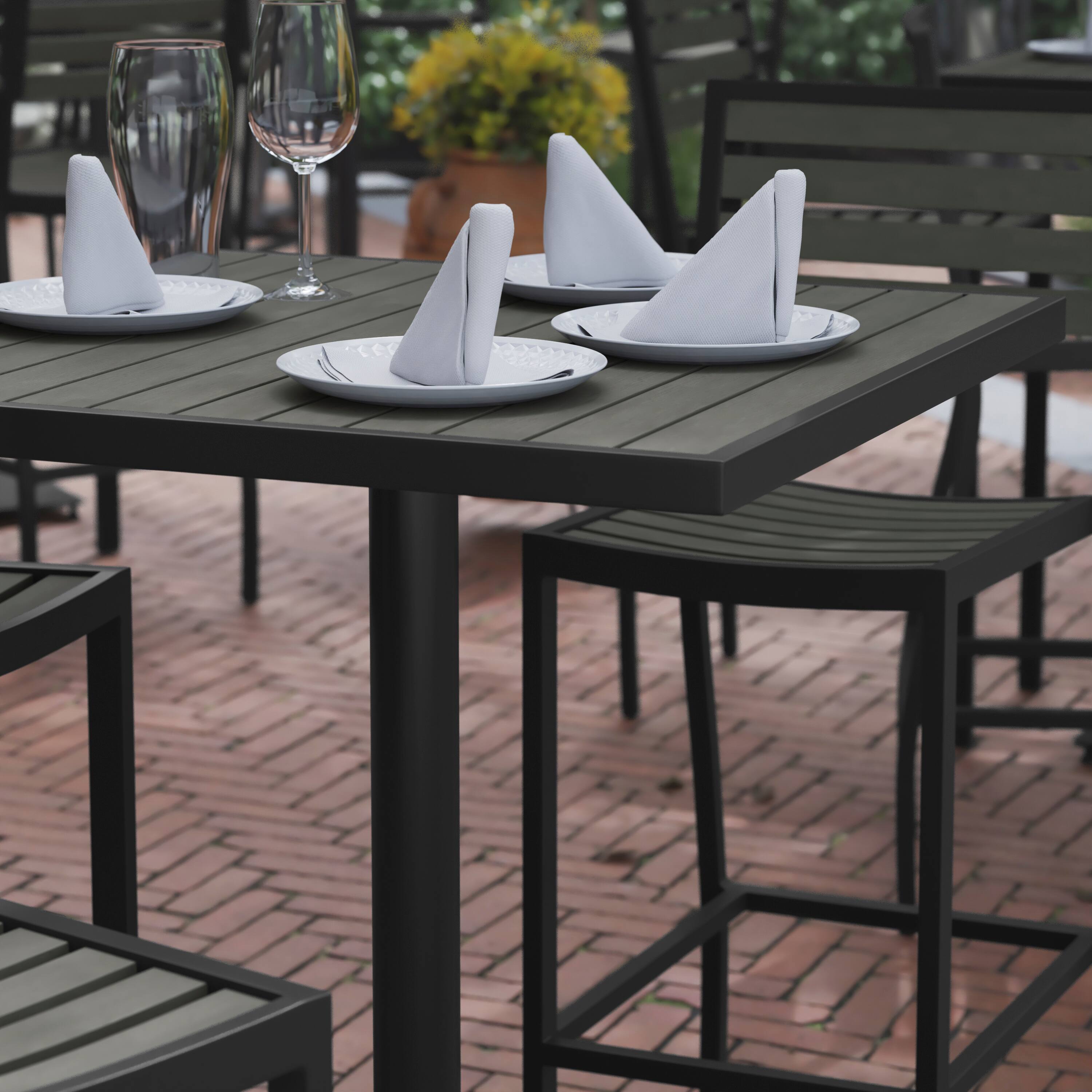 Alt View 3. Flash Furniture - Lark Commercial Grade 32" Square Outdoor Bar Height Table with Gray Wash Poly Resin Slats - Gray.