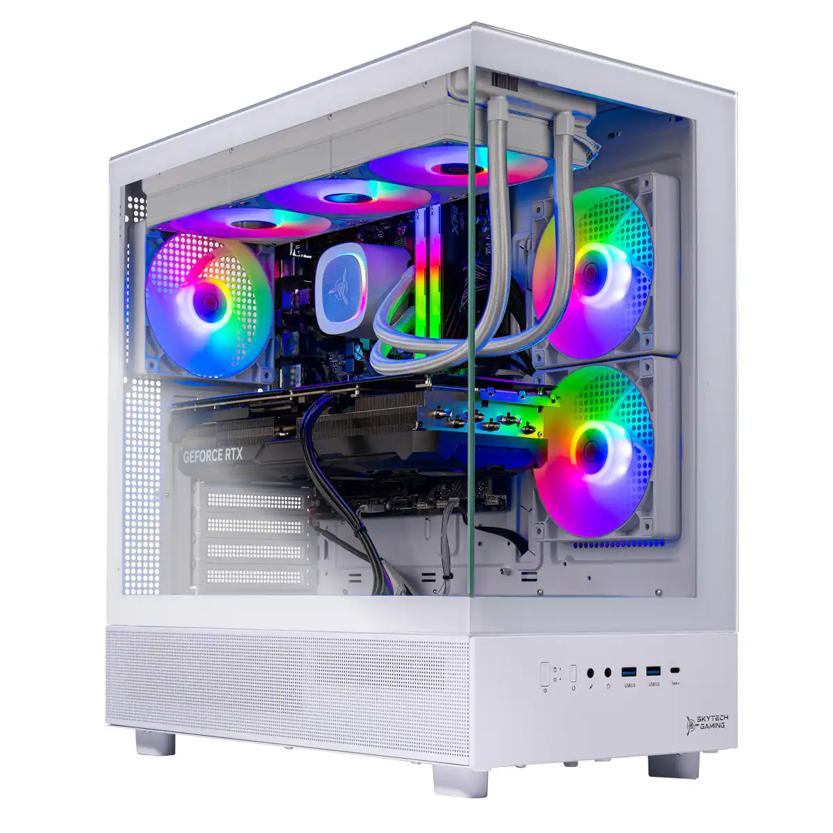 Skytech Gaming - Skytech AZURE3 - AMD Ryzen 7 9700X, 5070, 32GB 6000 MHz DDR5 RAM, 850W GOLD PSU - White