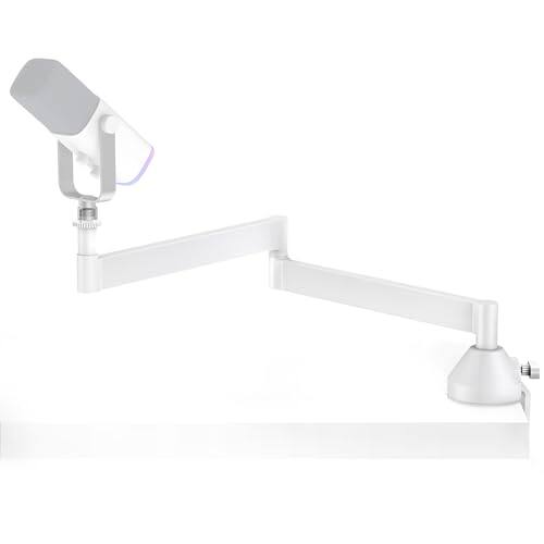 Front. TECH SAFARI - Low Profile Mic Arm 360 Rotatable Microphone Stand Foldable Desk Boom For Fifine Am8 K669b Quadcast Solocas - White.