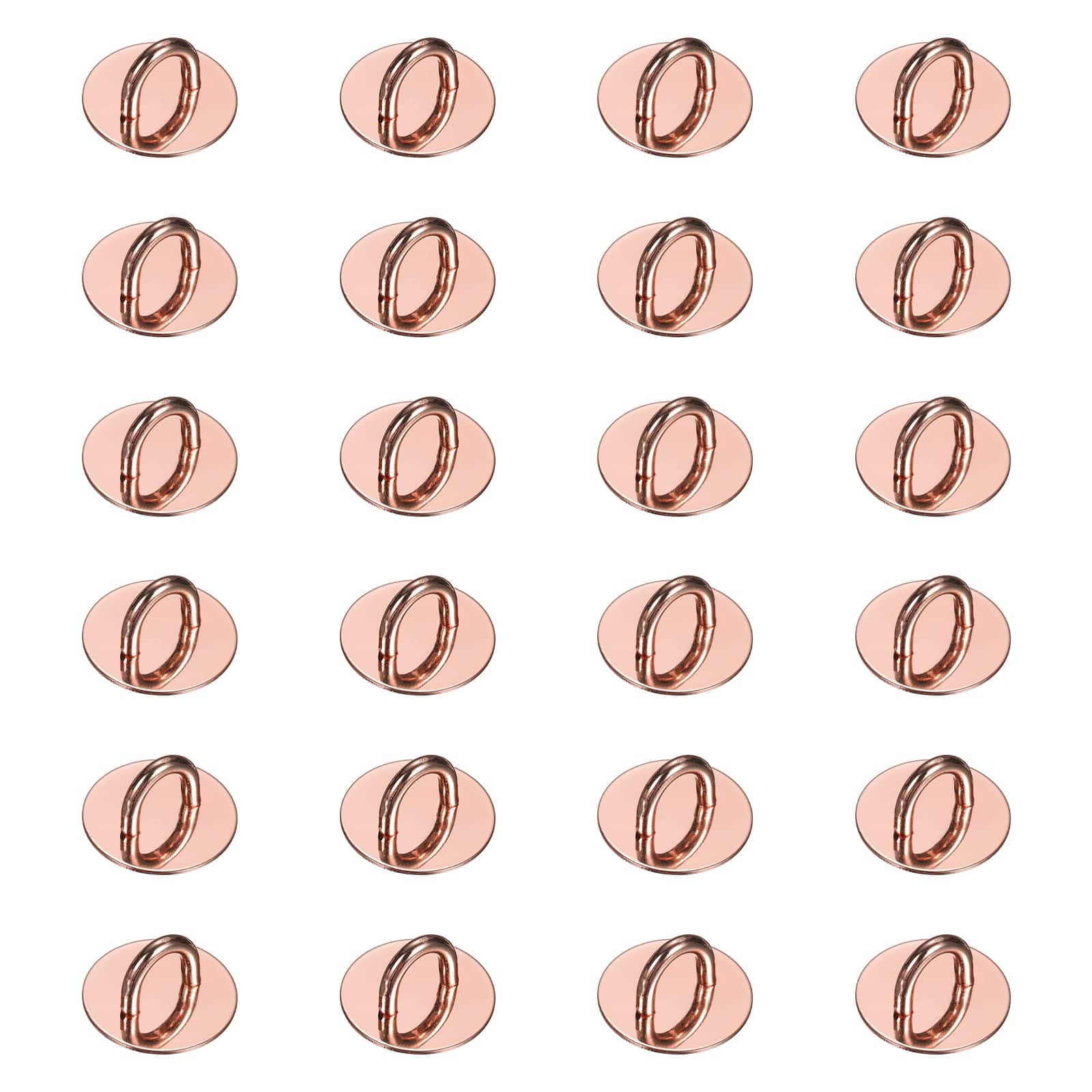 Unique Bargains - Metal Phone Charm Hook 0.9", 24pcs Adhesive Circle Shaped Finger Grip for Smartphones Keychain Tablet Case Accessories - Rose Gold