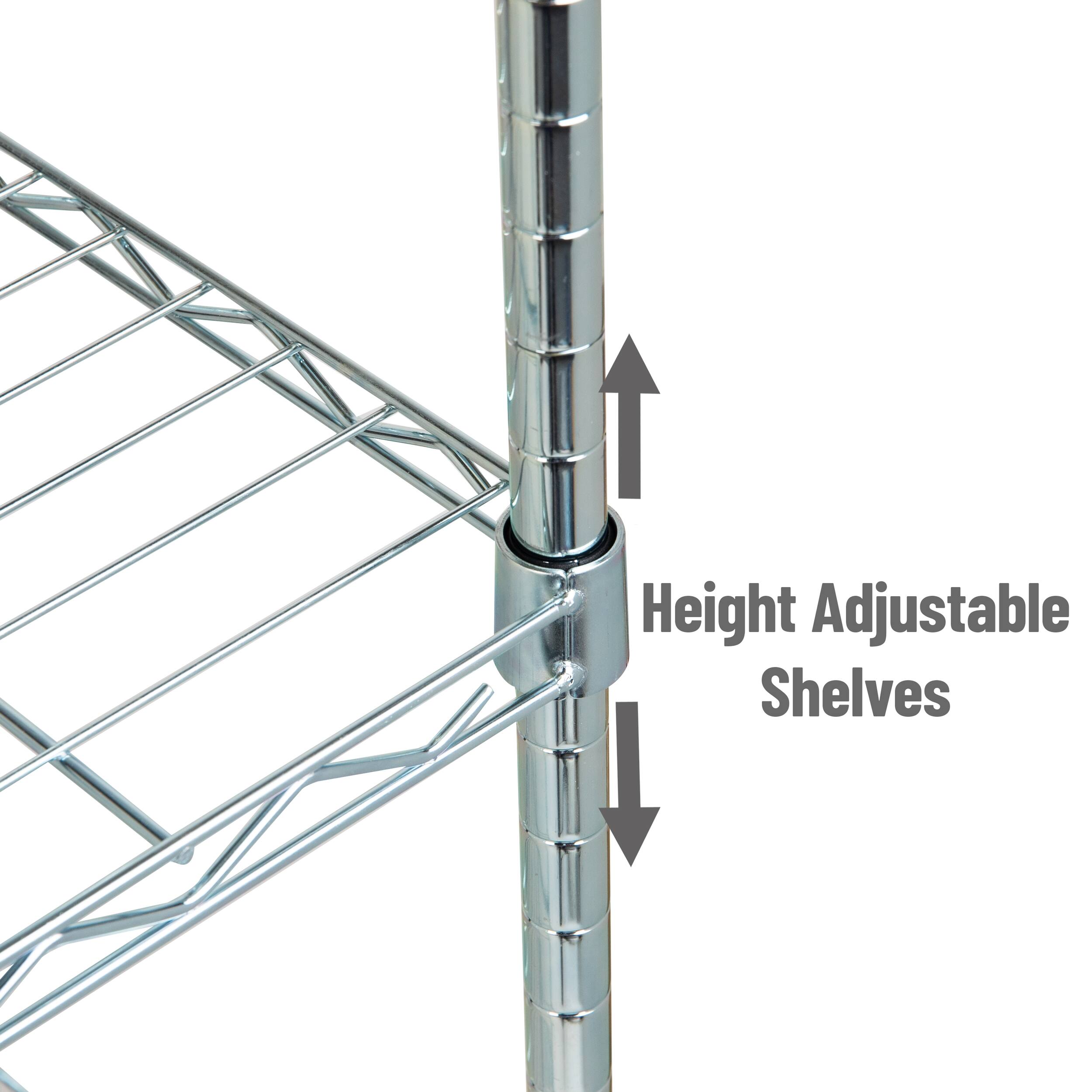 Alt View 11. Mind Reader - Storage Shelves, Garage Shelving, Storage Shelf, Pantry Org, Adjustable, Metal, 23.5"L x 11.75"W x 48"H - Silver.
