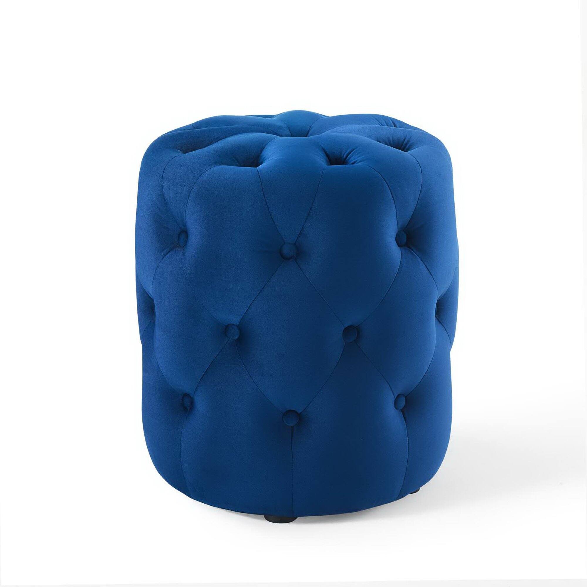 Angle. Modway - Amour Tufted Button Round Performance Velvet Ottoman by Modway - EEI-3778-NAV.