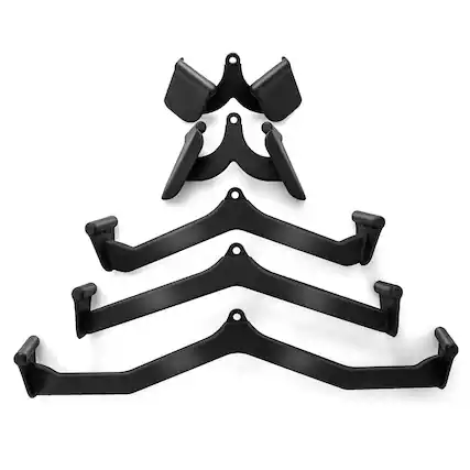 Front. Costway - LAT Pulldown Attachment Set Back Strength Training Bicep Tricep Handle Grips - Black.