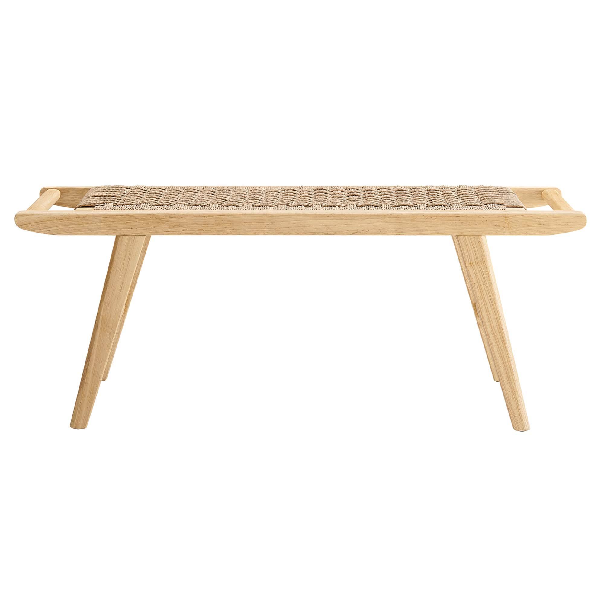 Alt View 3. Modway - Saoirse 47" Wove Rope Wood Bench by Modway - Natural Natural.