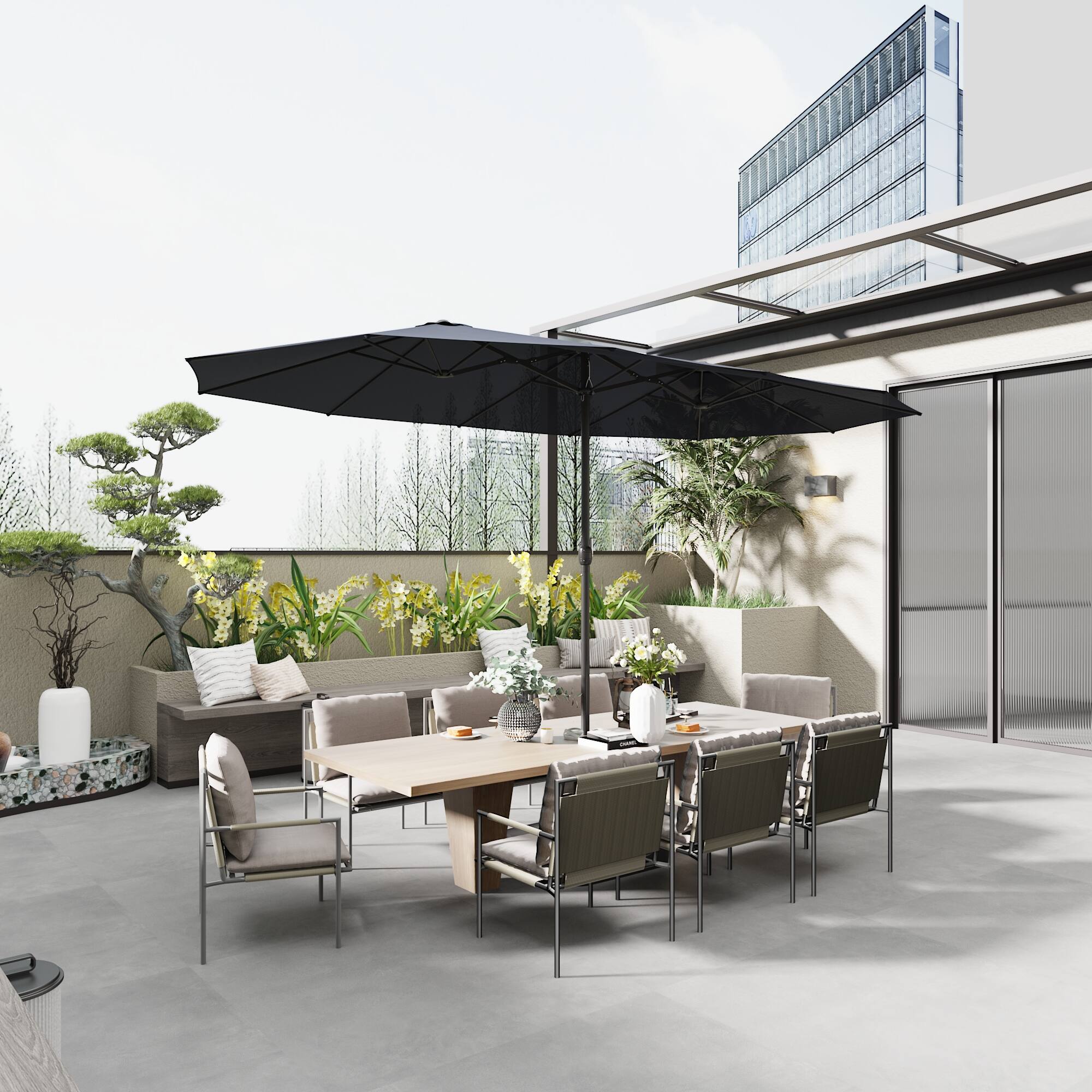 Alt View 10. FUFU & GAGA - FUFU&GAGA Extra - Large Patio Umbrella: Ultimate Shade for Outdoor Spaces - Dark Blue.