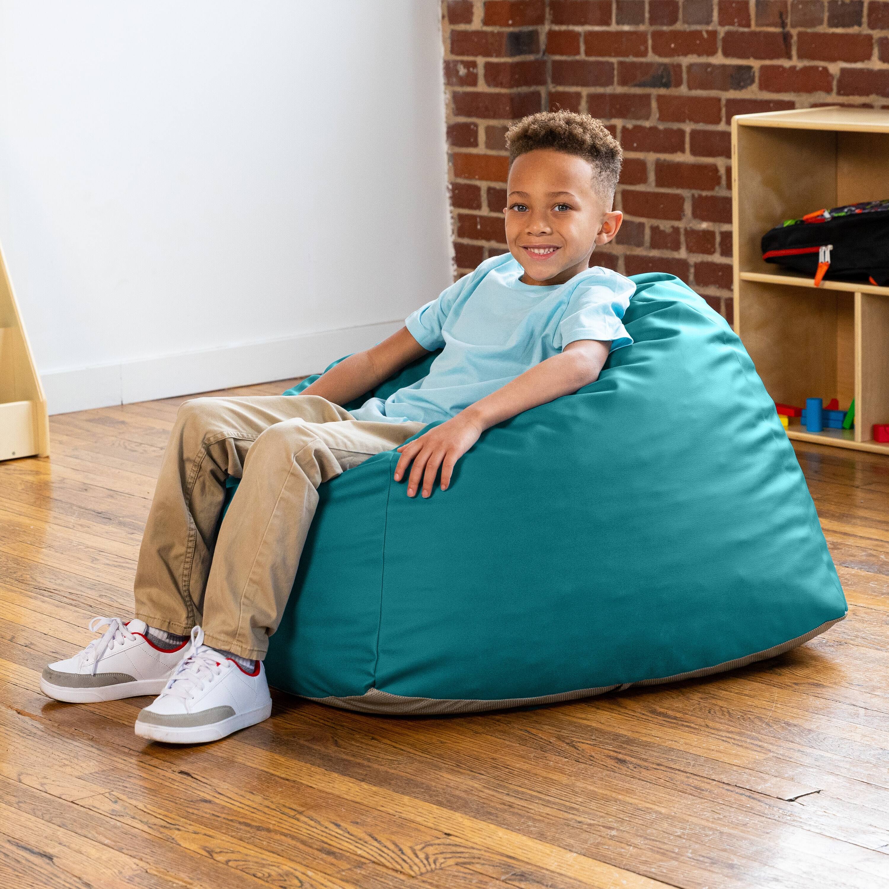 Back. Jaxx - Jaxx Gumdrop Jr. Kids Bean Bag for Early Childhood & Educational Environments, Premium Vinyl - Turquoise - Turquoise.