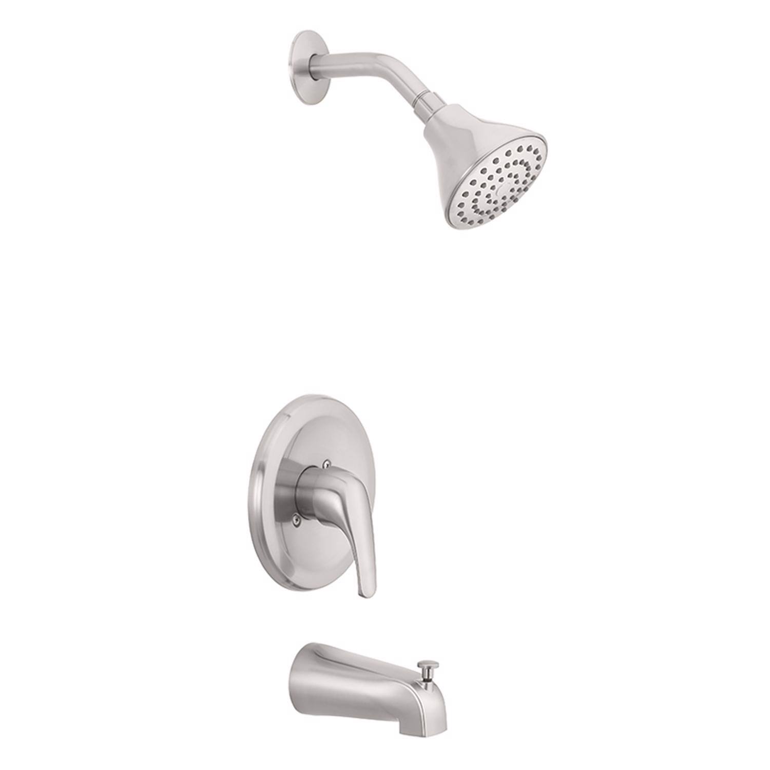 OAKBROOK - 1-Handle Brushed Nickel Tub and Shower Faucet - Silver