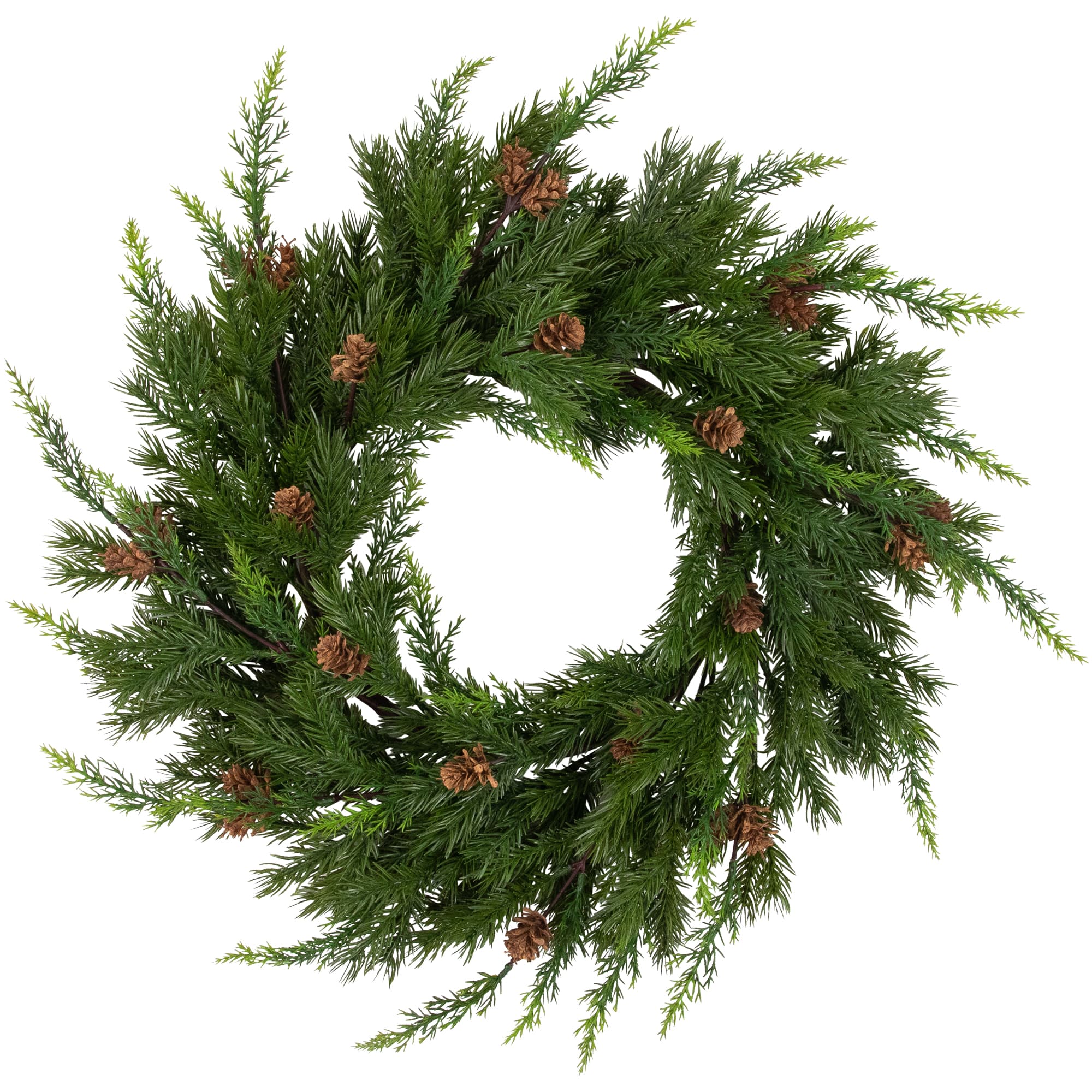 Northlight - Real Touch™️ Cypress and Pinecone Artificial Christmas Wreath - 24" - Unlit - Green