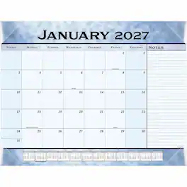AT-A-GLANCE - Blue Marble Desk Pad, January 2027 - December 2027, Blue Poly/Paper, 21 3/4" x 17" Desk Calendar