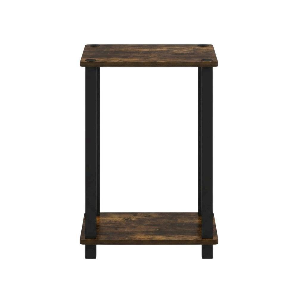 Back. FurniFact - Small Amber Pine and Black End Table with Sleek Design - Amber Pine/Black.