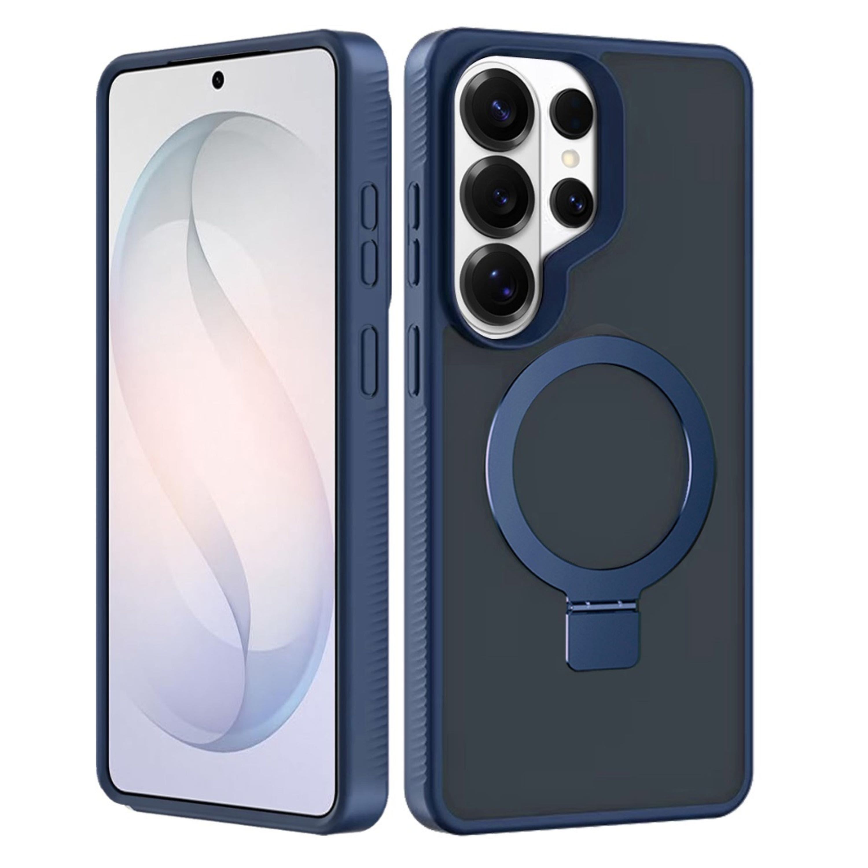 Kitcheniva - Soft Touch Finish Magnetic Circle Metal Stand Phone Case With Tempered Glass For Samsung Galaxy S26 Ultra - Blue price history on PriceWatchPro