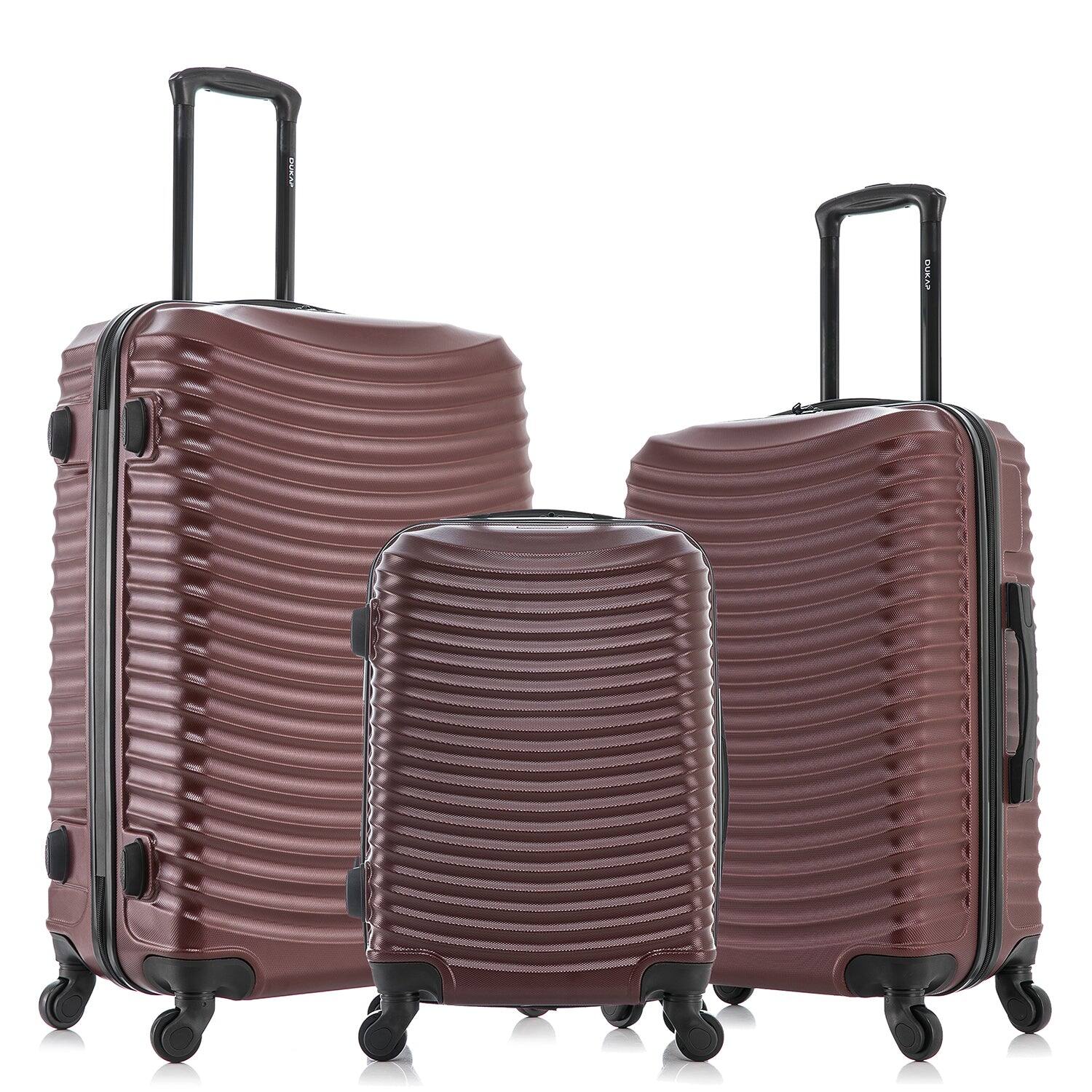 Angle. DUKAP - Adly Lightweight Hardside Spinner 3 Piece Luggage Set  20"/24"/28" - WINE.