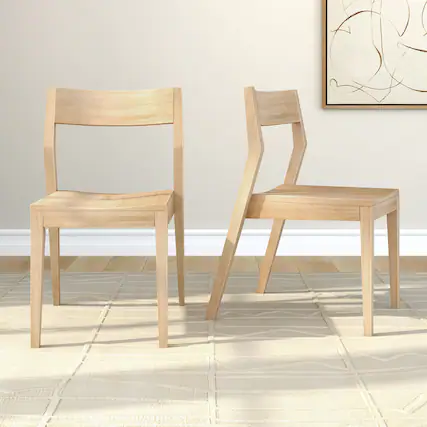 Front. Plank+Beam - Modern Dining Chair (2 pack), Blonde - Blonde.