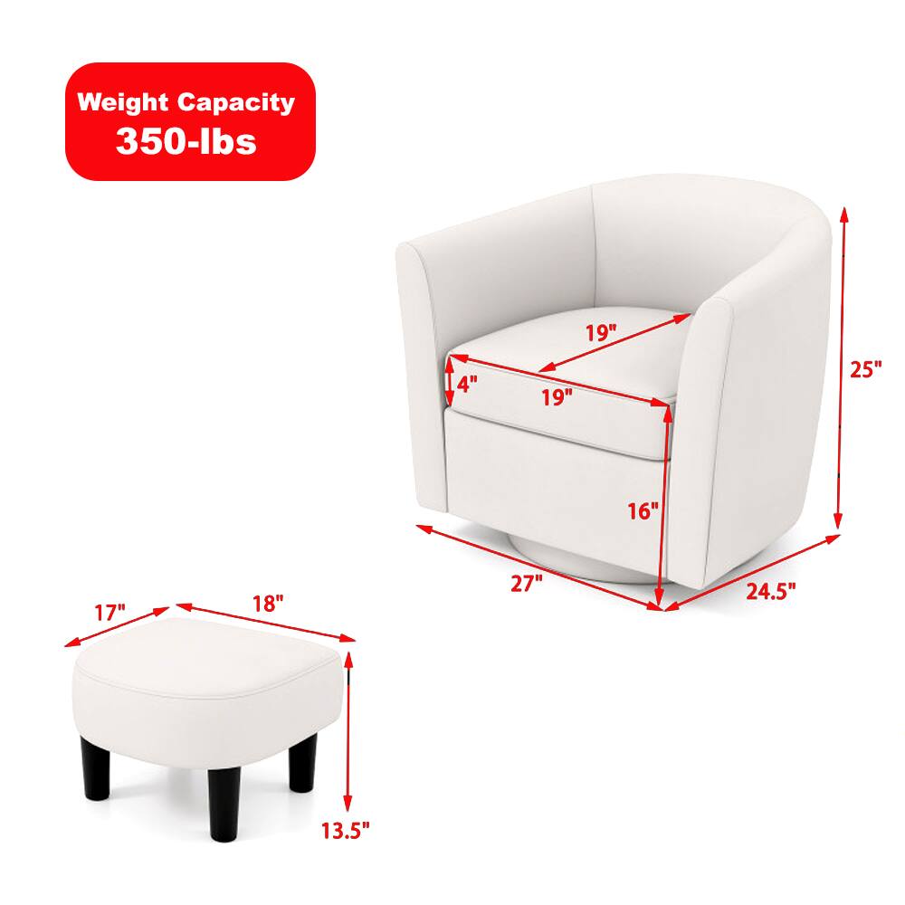 Weight Capacity: 350-lbs

Dimensions:
- Armchair: 19" (width) x 19" (depth) x 25" (height)
- Seat: 18" (width) x 17" (depth) x 13.5" (height)
- Overall: 27" (width) x 24.5" (depth) x 16" (height)