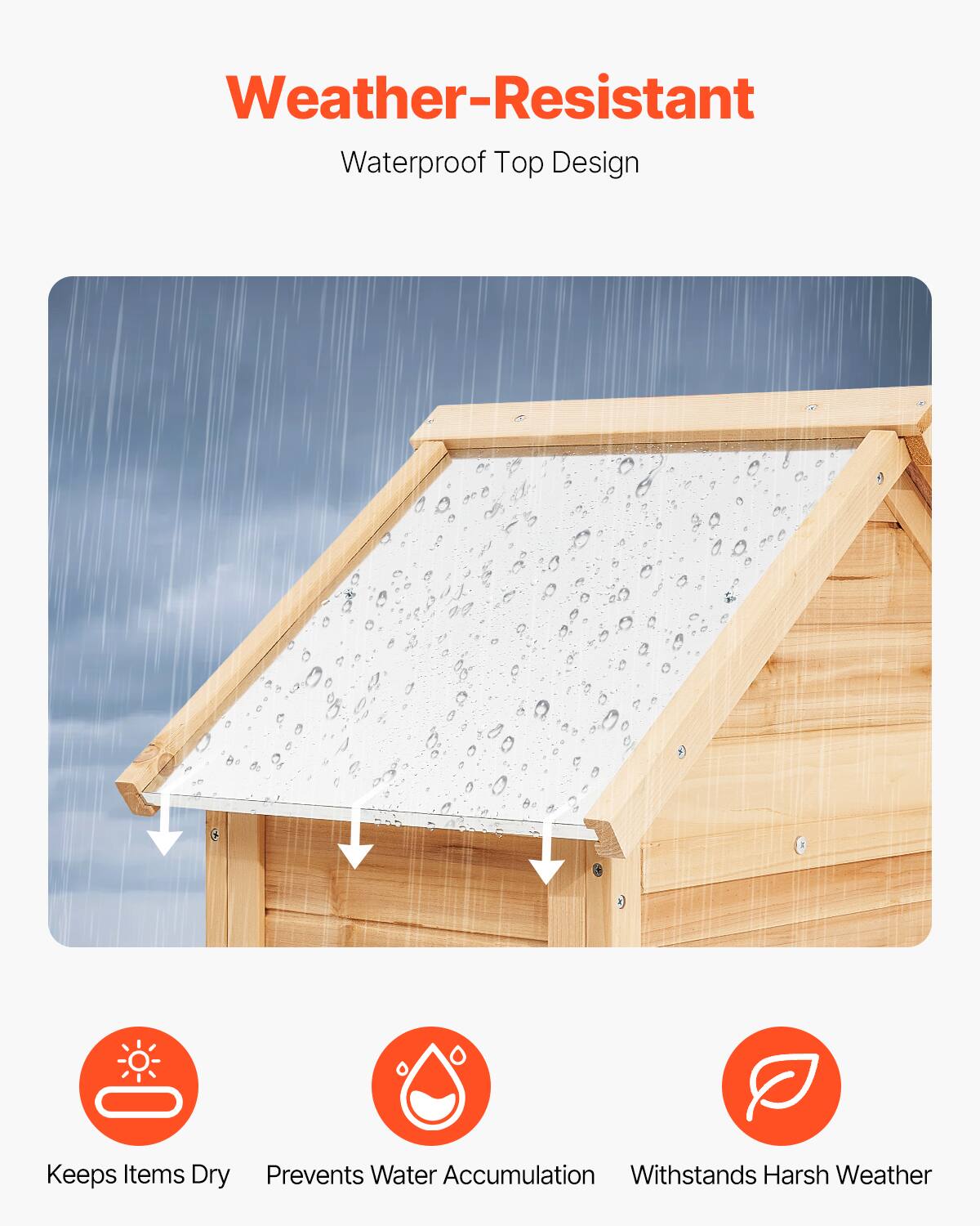 Weather-Resistant  
Waterproof Top Design  

- Keeps Items Dry  
- Prevents Water Accumulation  
- Withstands Harsh Weather